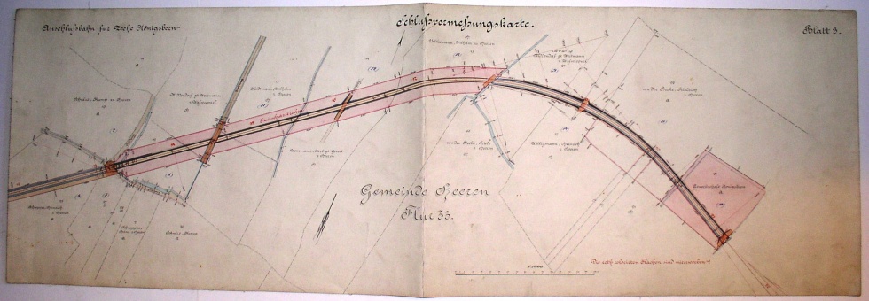 Vermessungskarte zum Bau der Anschlussbahn der Zeche Königsborn (Hellweg-Museum Unna CC BY-NC-SA)