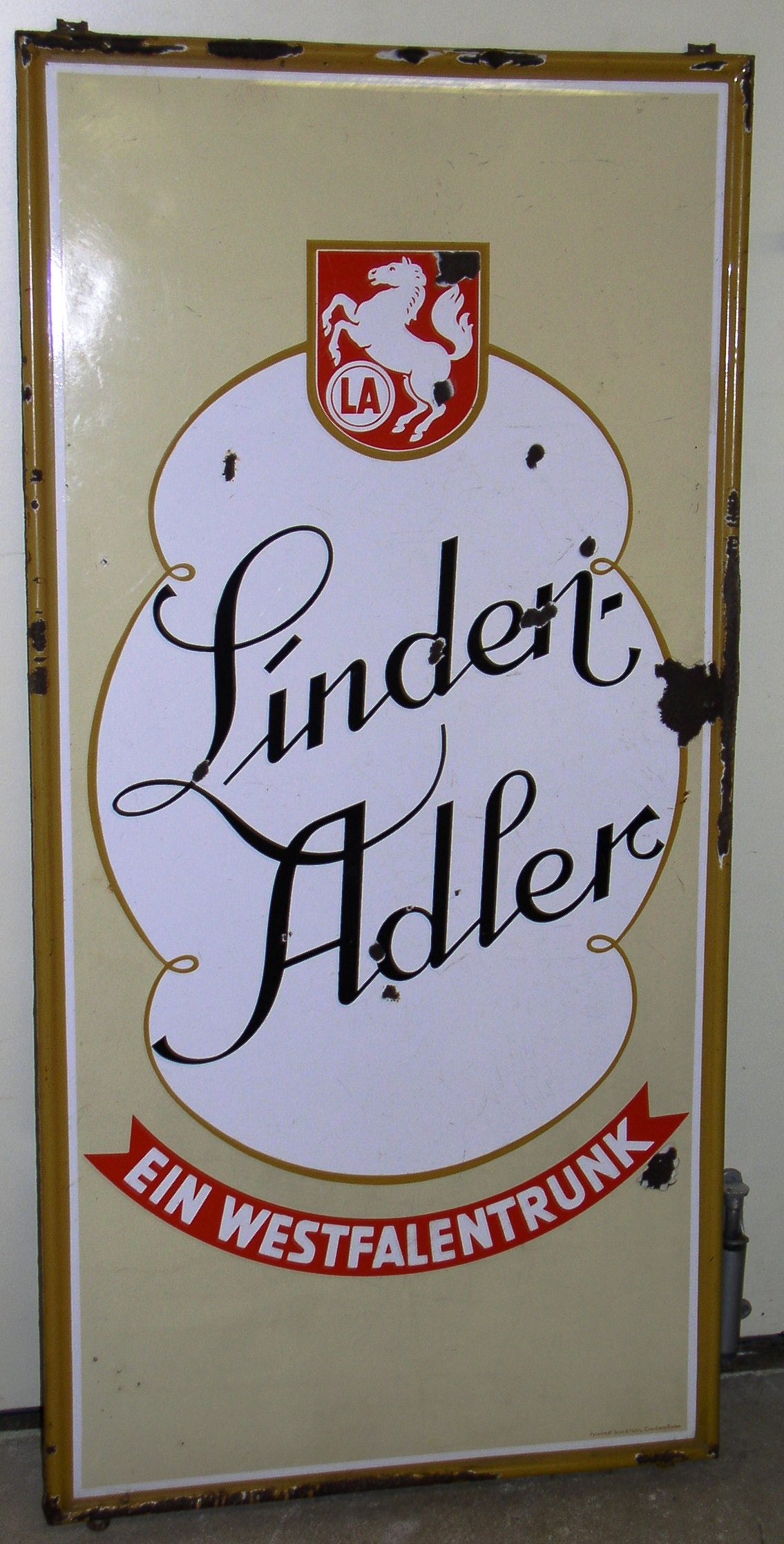 Werbeschild der Linden-Adler-Brauerei Unna (Hellweg-Museum Unna CC BY-NC-SA)
