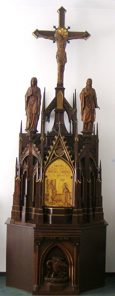 Tabernakelaufbau in Form eines gotischen Kathedralaufbaues mit zahlreichen Türmen (Stadtmuseum Beckum CC BY-NC-SA)