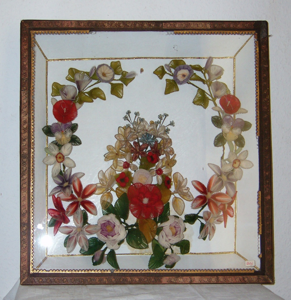 Blumenbild in Rahmen (Heimatmuseum der Stadt Marsberg CC BY-NC-SA)
