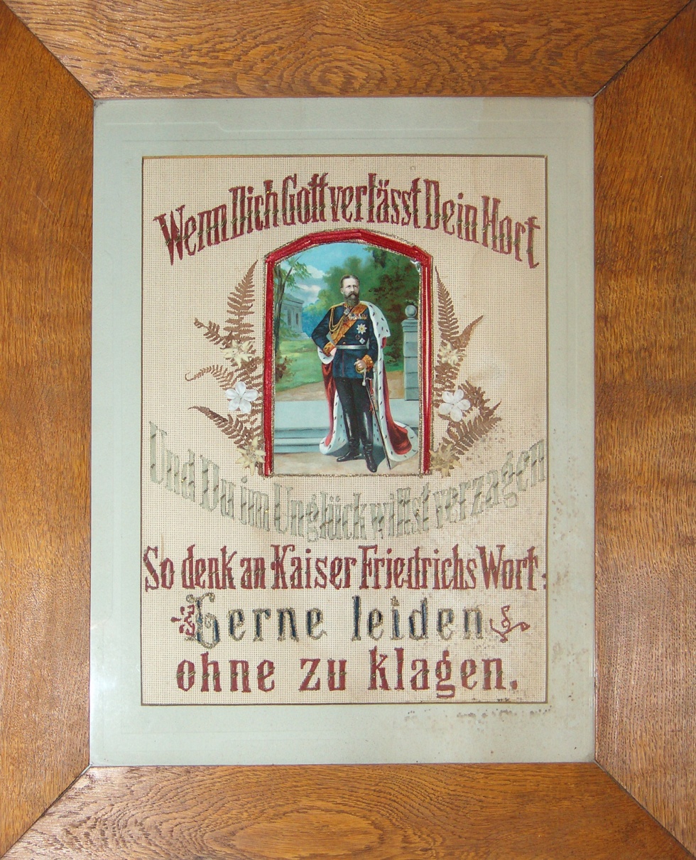 Bild Kaiser Friedrich, Stickerei (Heimatmuseum der Stadt Marsberg CC BY-NC-SA)