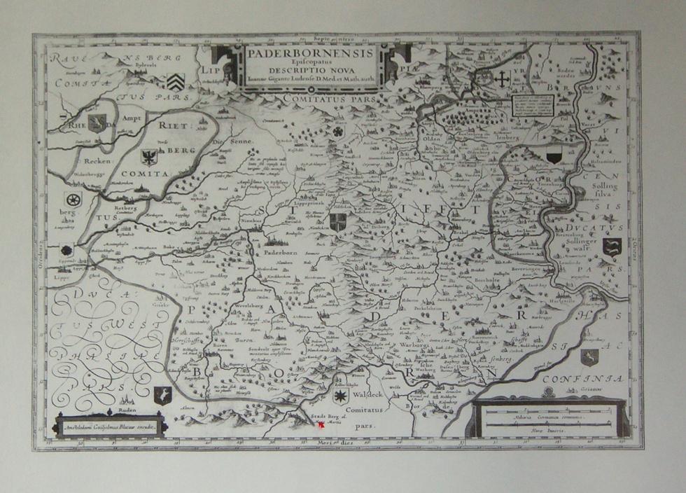 Historische Karte &quot;Paderbornensis Episcopatus Descriptio Nova&quot; (Heimatmuseum der Stadt Marsberg CC BY-NC-SA)