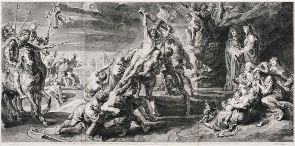 Kreuzaufrichtung, Kupferstich von Jan Witdoeck nach Rubens (Verein der Freunde und Förderer des Siegerlandmuseums e.V. CC BY-NC-SA)