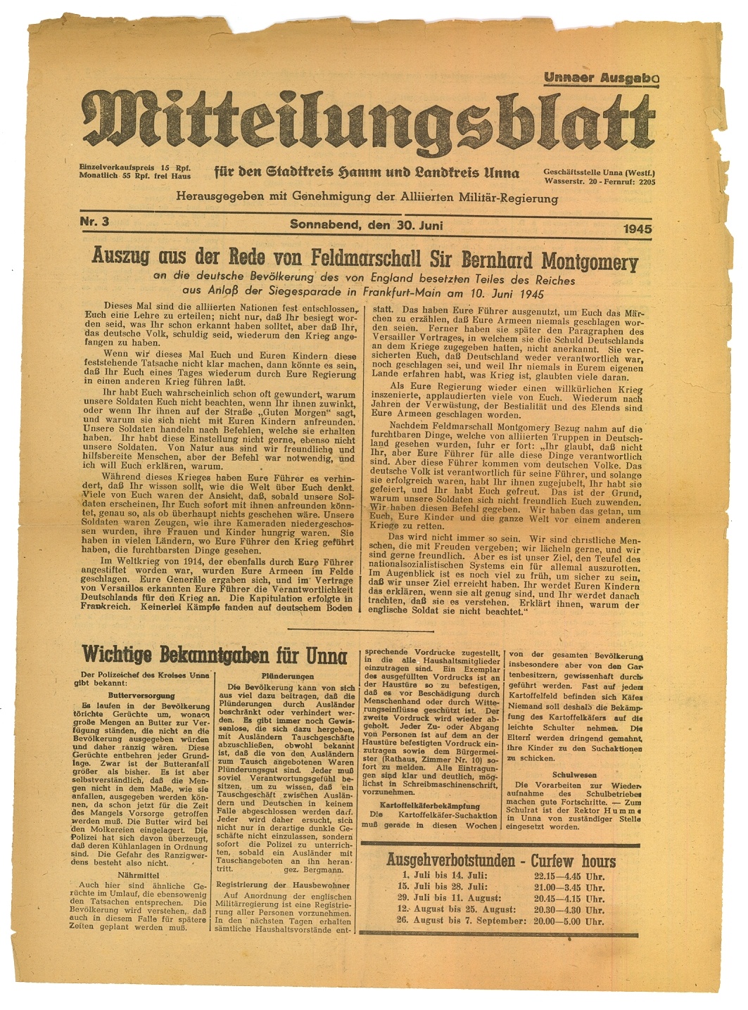 Mitteilungsblatt für den Stadtkreis Hamm und Landkreis Unna (Hellweg-Museum Unna CC BY-NC-SA)