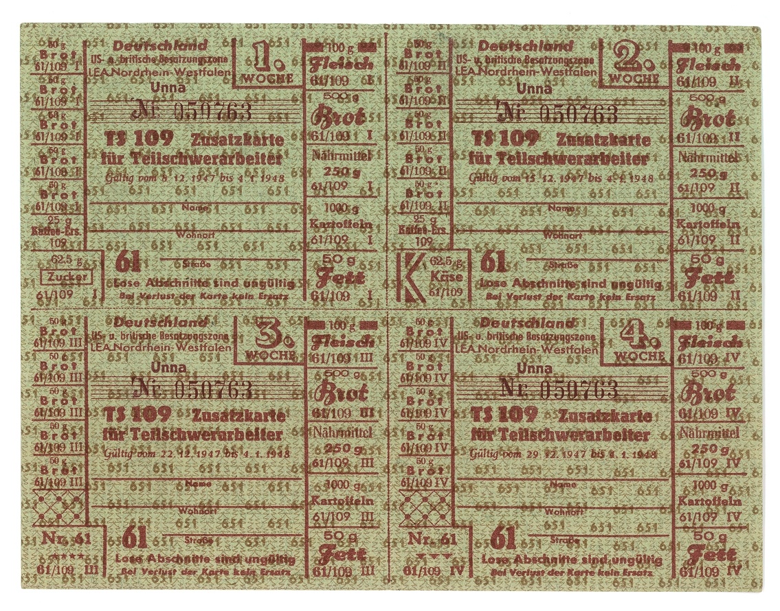Zusatzkarte für Teilschwerarbeiter (Hellweg-Museum Unna CC BY-NC-SA)