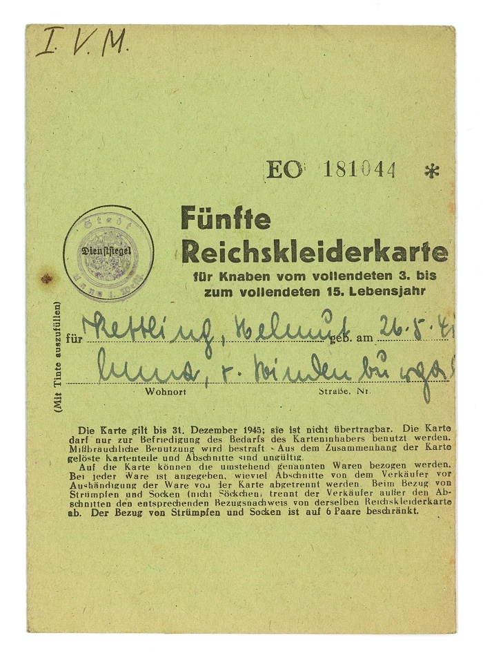 Reichskleiderkarte (Hellweg-Museum Unna CC BY-NC-SA)