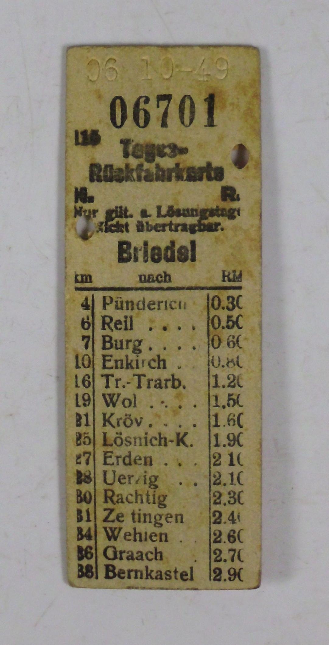 Fahrkarte (DampfLand Leute - Museum Eslohe CC BY-NC-SA)
