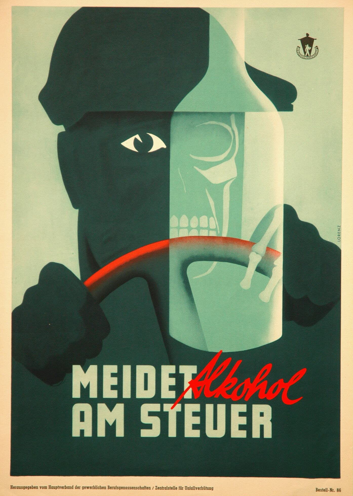 Plakat "Meidet Alkohol am Steuer" (DASA Arbeitswelt Ausstellung, Dortmund CC BY-NC-SA)