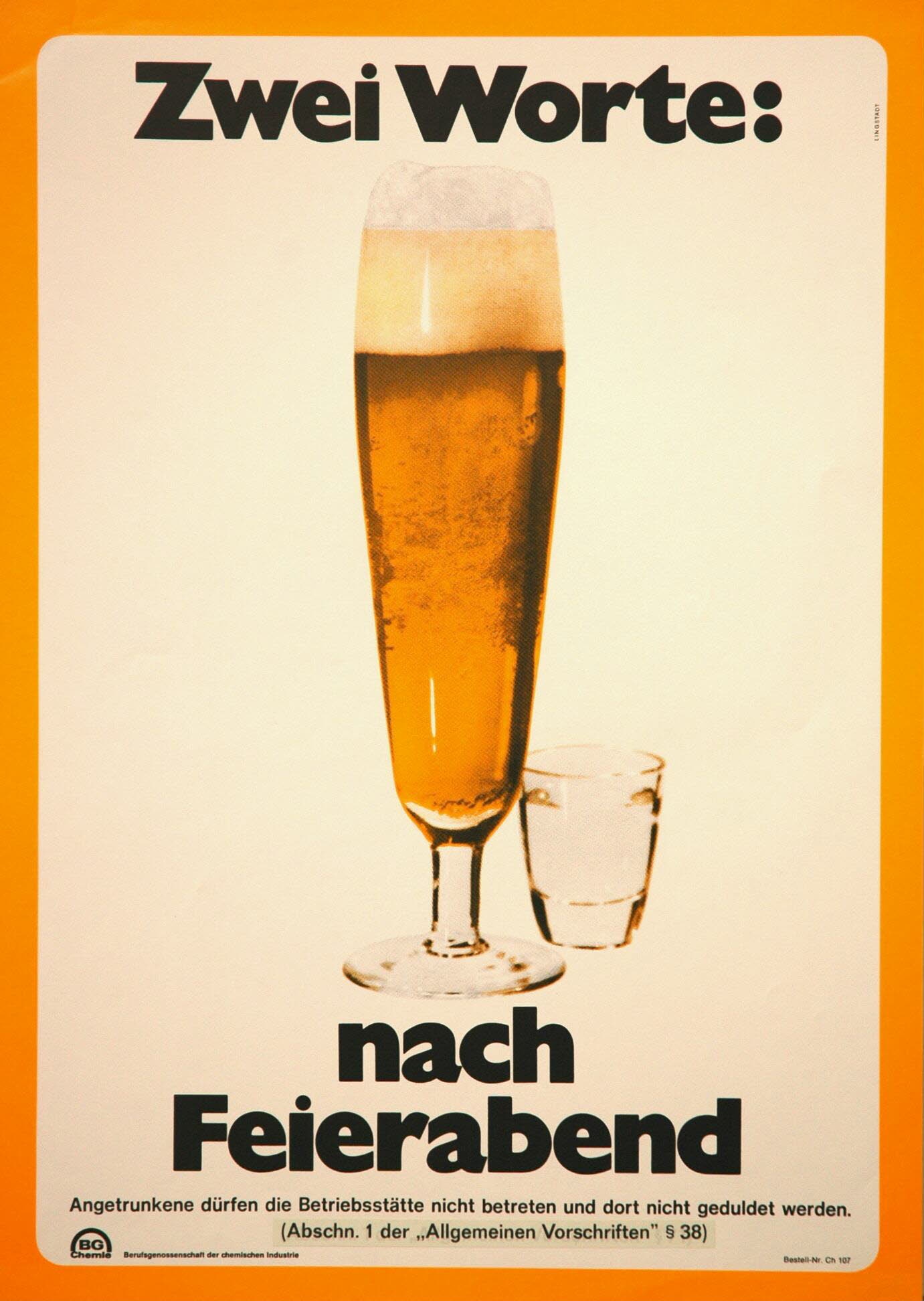 Plakat "Zwei Worte: nach Feierabend" (DASA Arbeitswelt Ausstellung, Dortmund CC BY-NC-SA)