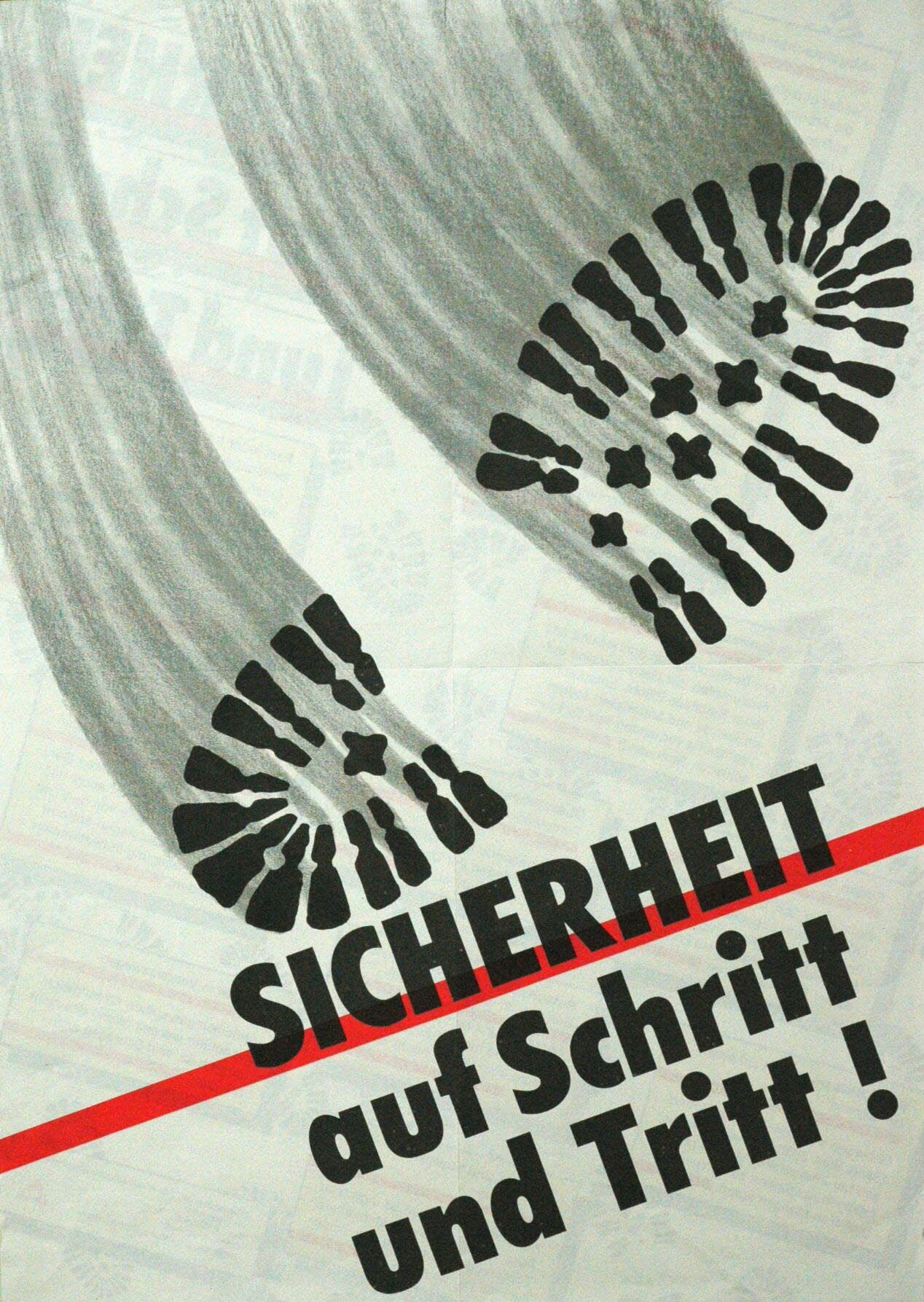 Plakat "Sicherheit auf Schritt und Tritt!" (DASA Arbeitswelt Ausstellung, Dortmund CC BY-NC-SA)
