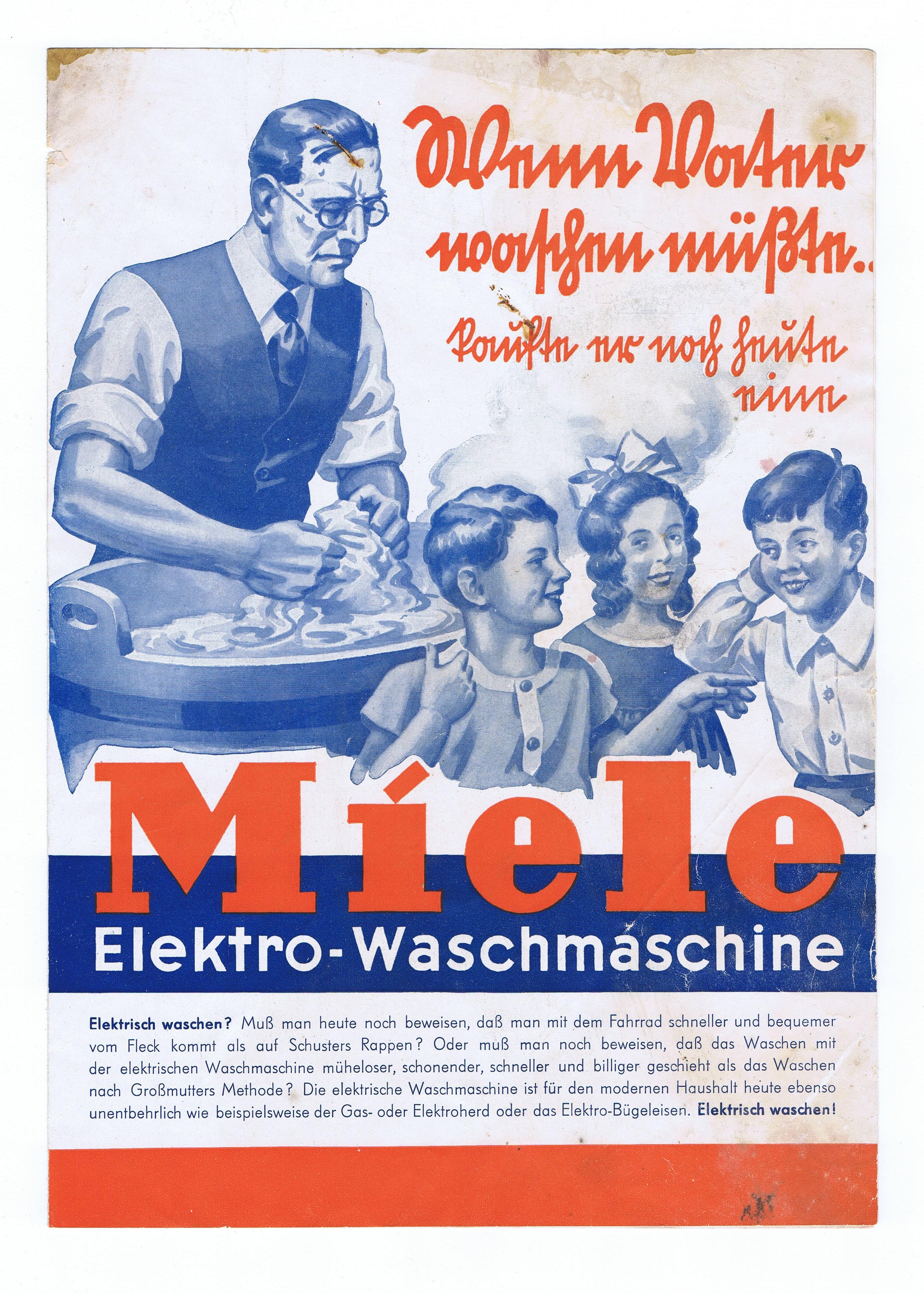 Werbezettel: "Werbezettel für Miele Waschmaschinen" (DampfLand Leute - Museum Eslohe CC BY-NC-SA)