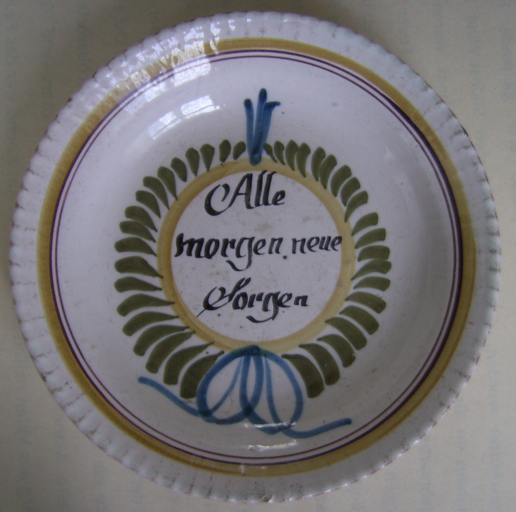 Teller "Alle morgen, neue Sorgen" (Hamaland-Museum Kreismuseum Borken CC BY-NC-SA)