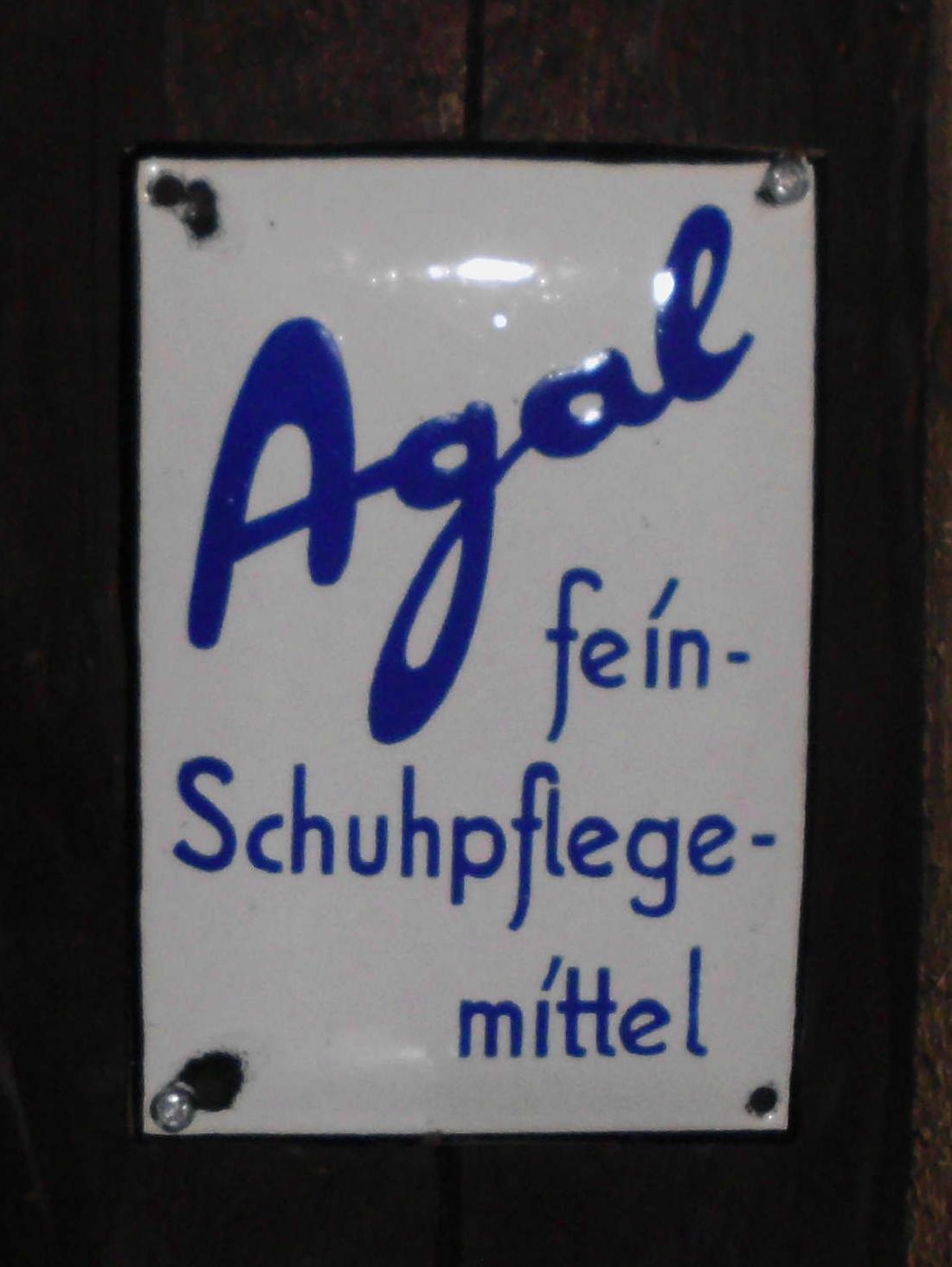 Schild "Agal" (DampfLand Leute - Museum Eslohe CC BY-NC-SA)