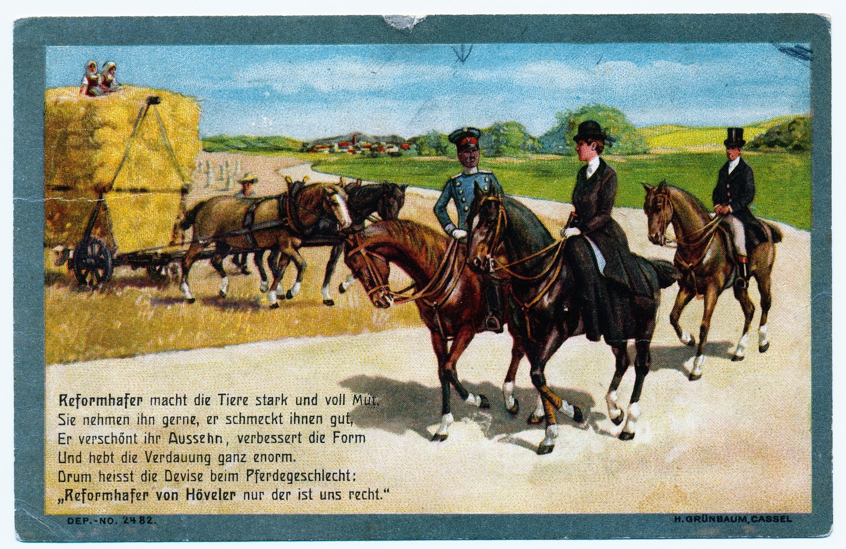 Werbe-Postkarte für Hafer - Vorderseite (Westfälisches Pferdemuseum CC BY-NC-SA)