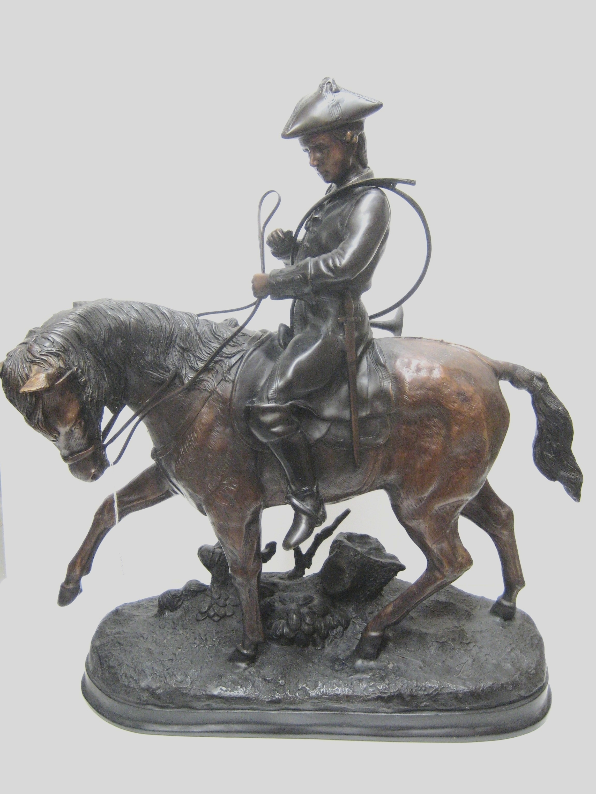 Bronzestatuette "Jäger mit Pferd" (Westfälisches Pferdemuseum CC BY-NC-SA)