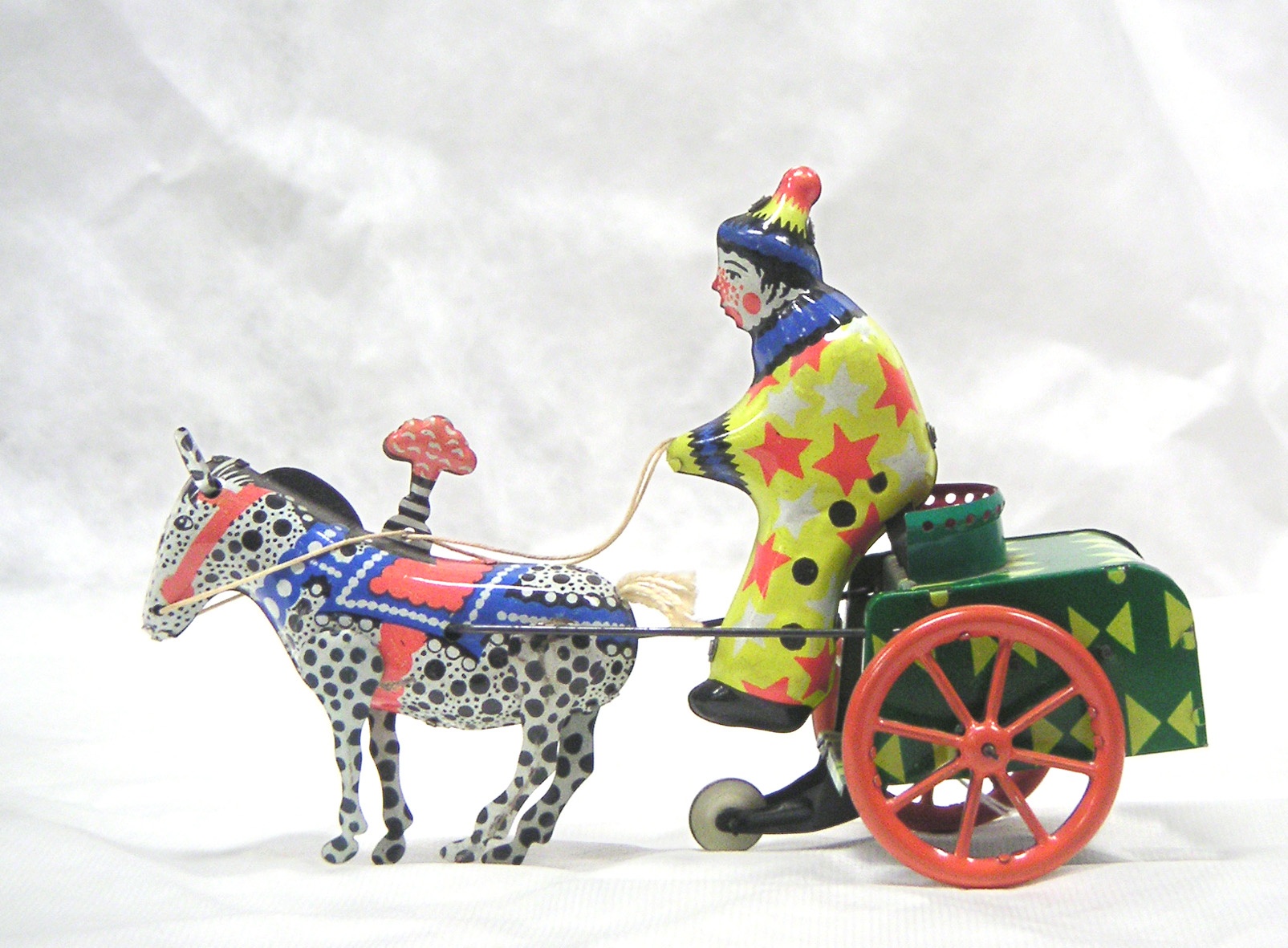Blechspielzeug: Pferdekarren mit Clown (Westfälisches Pferdemuseum CC BY-NC-SA)