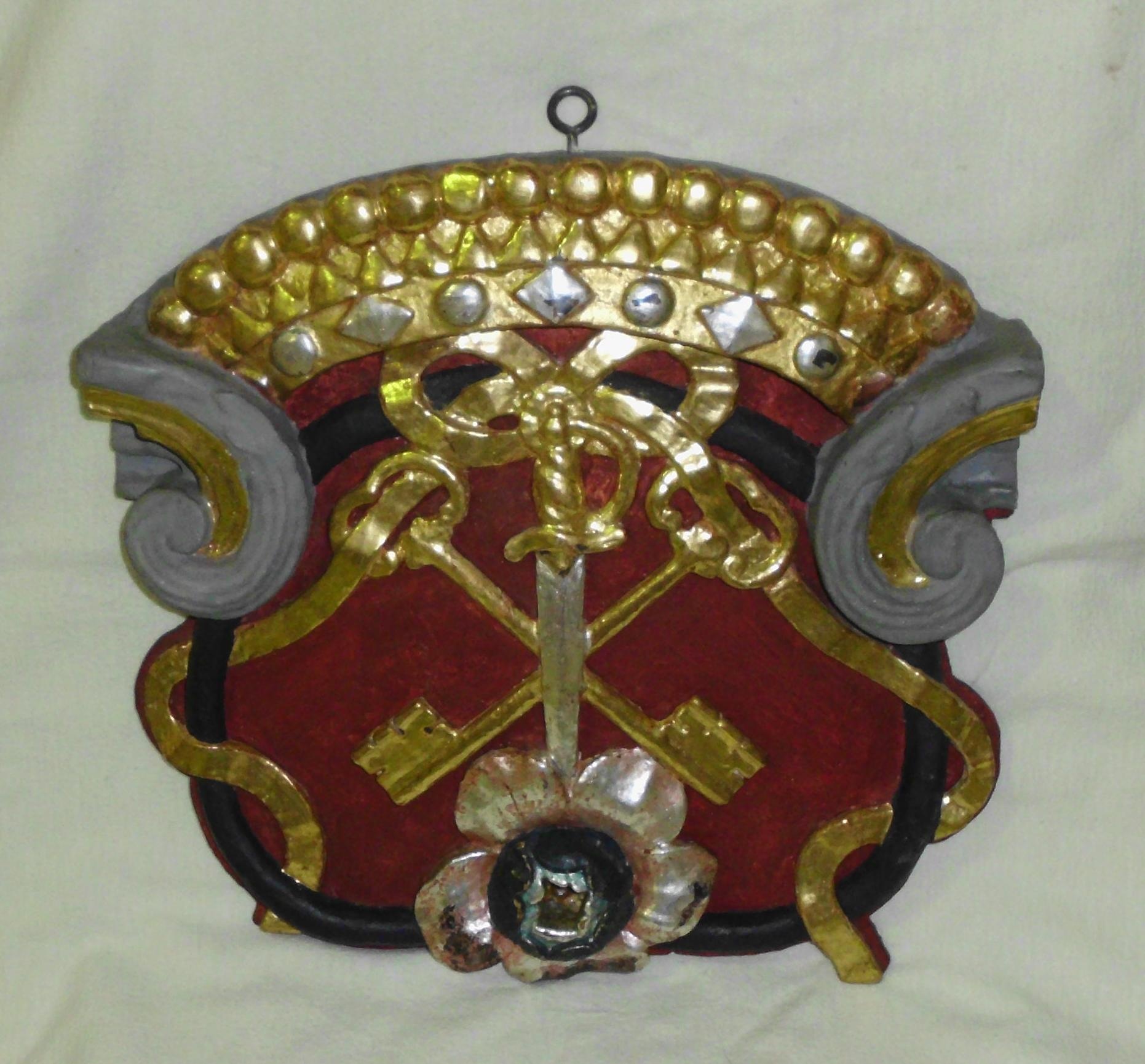 Wappen mit Insignien der Heiligen Petrus und Paulus (DampfLandLeute - Museum Eslohe CC BY-NC-SA)