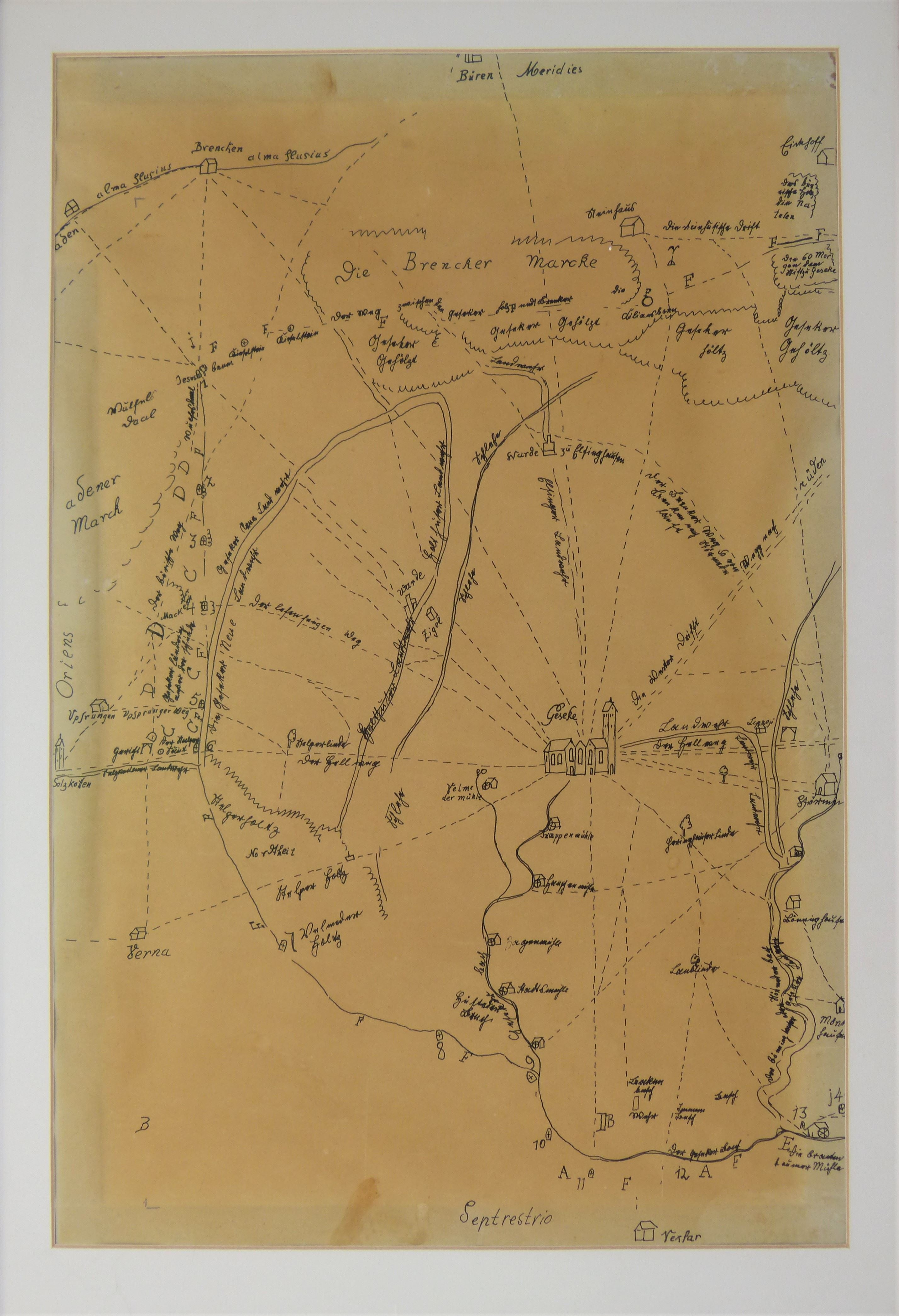Landkarte der Geseker Feldflur (Städt. Hellweg-Museum Geseke CC BY-NC-SA)