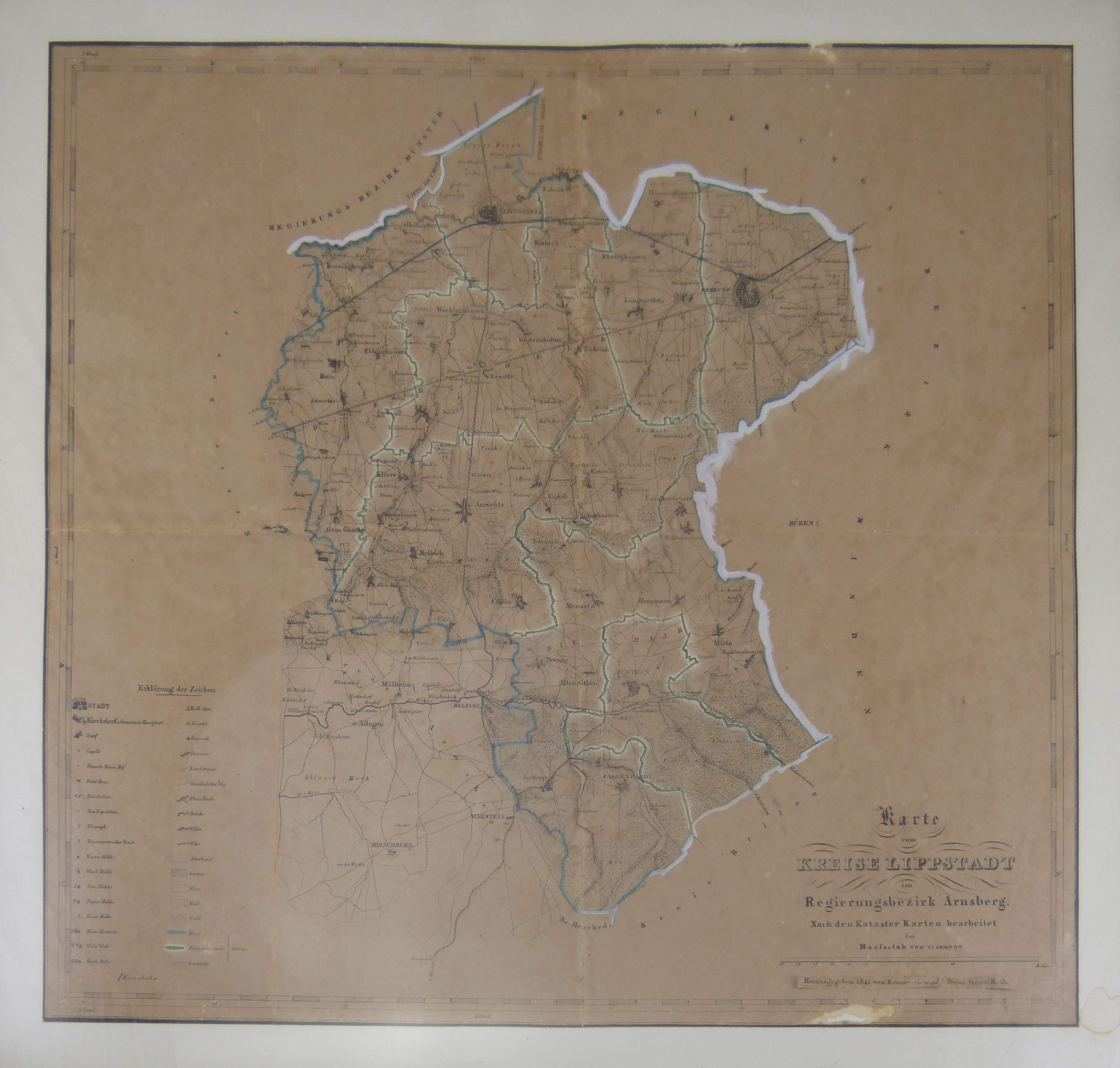 Landkarte des Kreises Lippstadt (Städt. Hellweg-Museum Geseke CC BY-NC-SA)