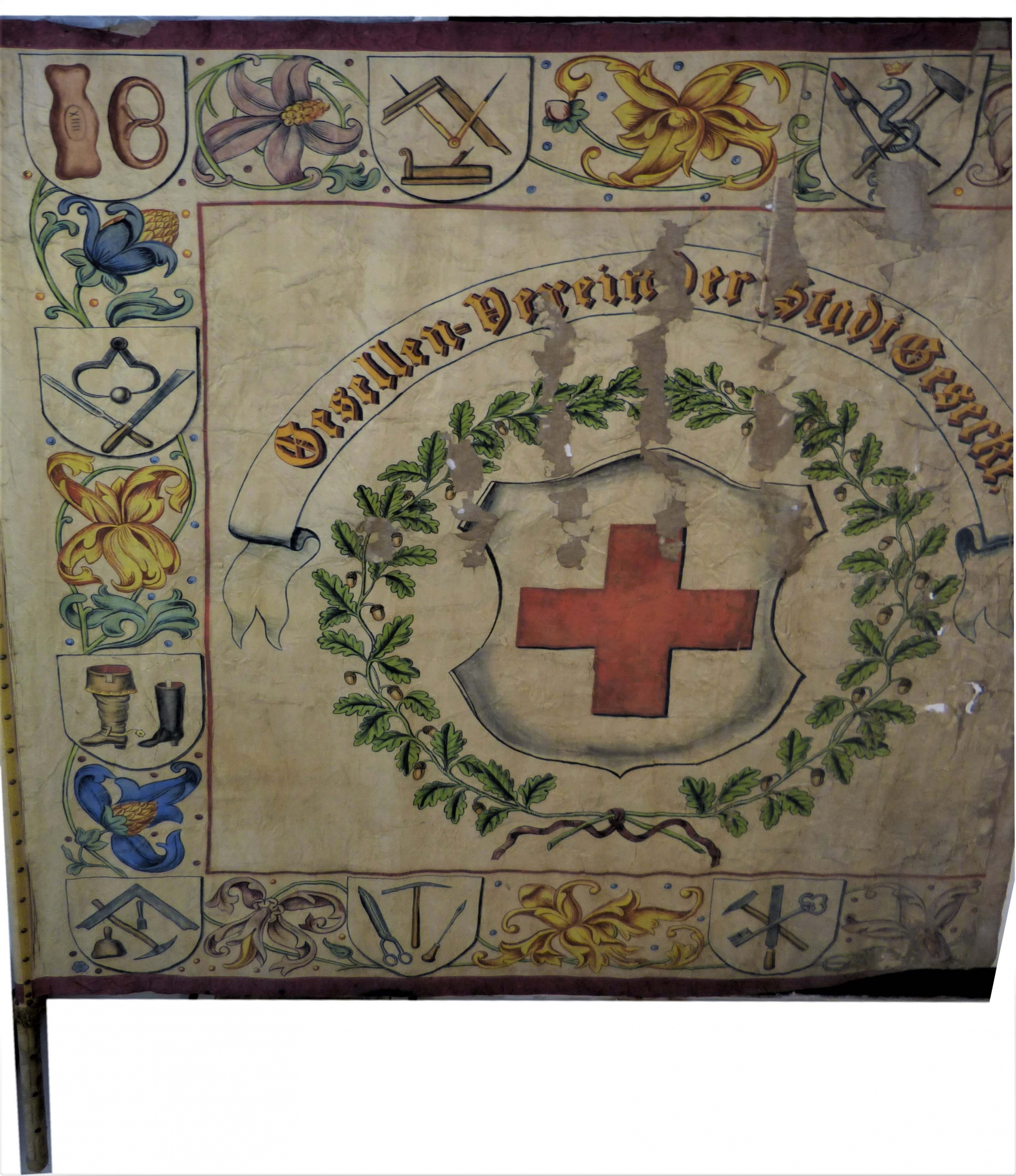 Fahne des "Gesellenvereins der Stadt Gesecke" (Städt. Hellweg-Museum Geseke CC BY-NC-SA)