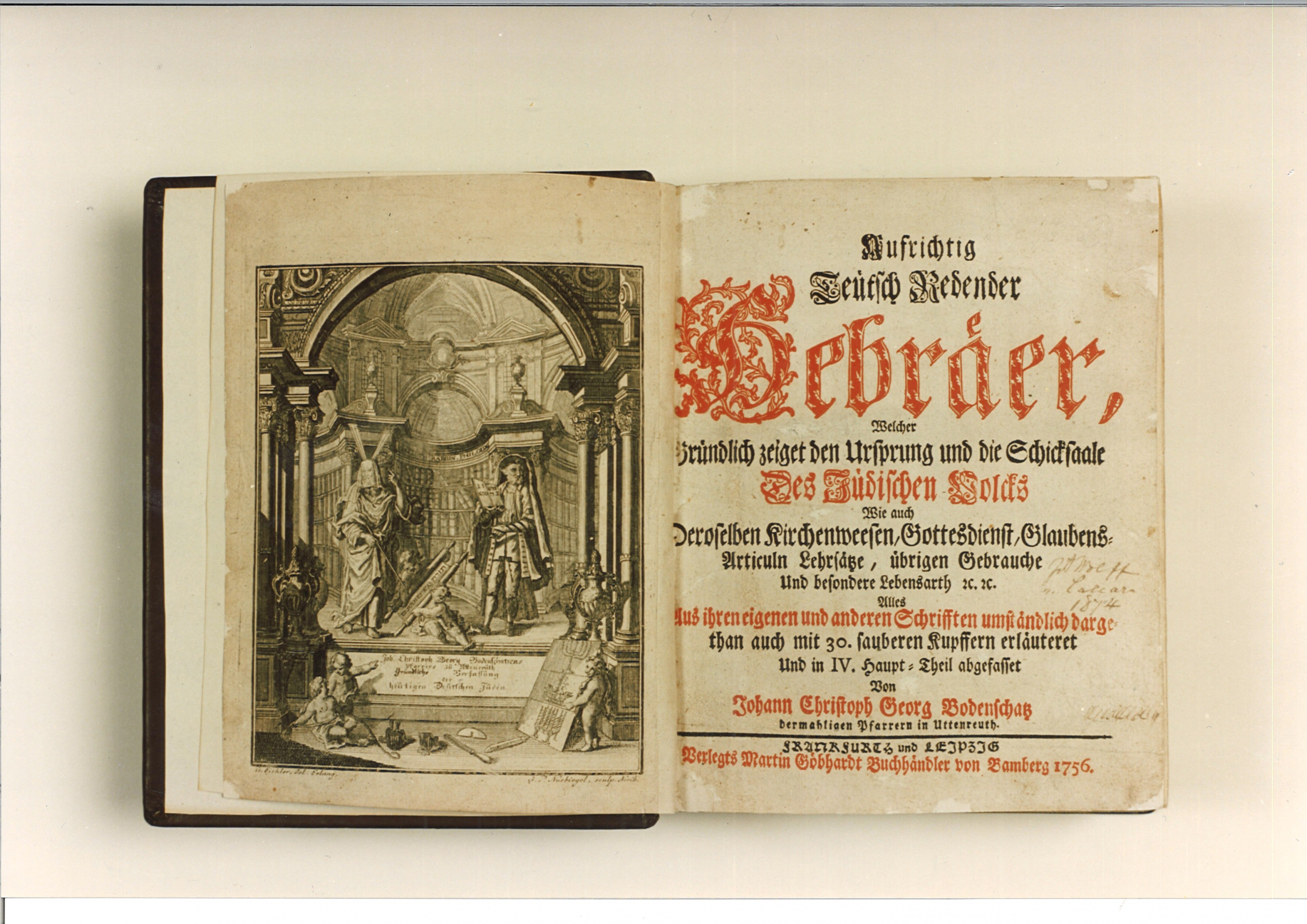 Buch: Johann Christoph Bodenschatz (1717-1797): Aufrichtig Deutsch Redender Hebräer,  Frankfurt/Leipzig, 1756 (Jüdisches Museum Westfalen Dorsten CC BY-NC-SA)
