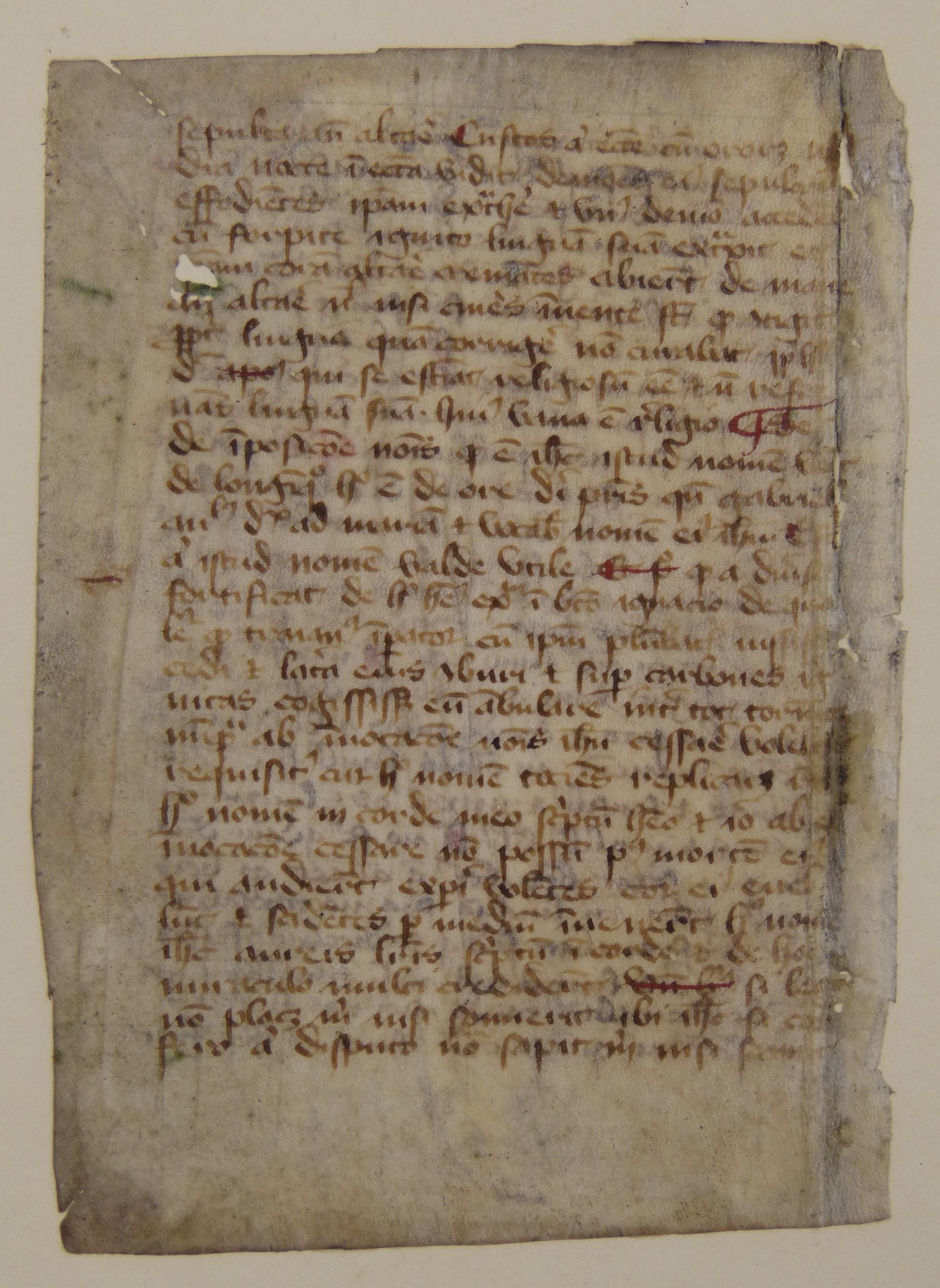 Einzelblatt aus einer Pergamenthandschrift, 14. Jh. (Städt. Hellweg-Museum Geseke CC BY-NC-SA)