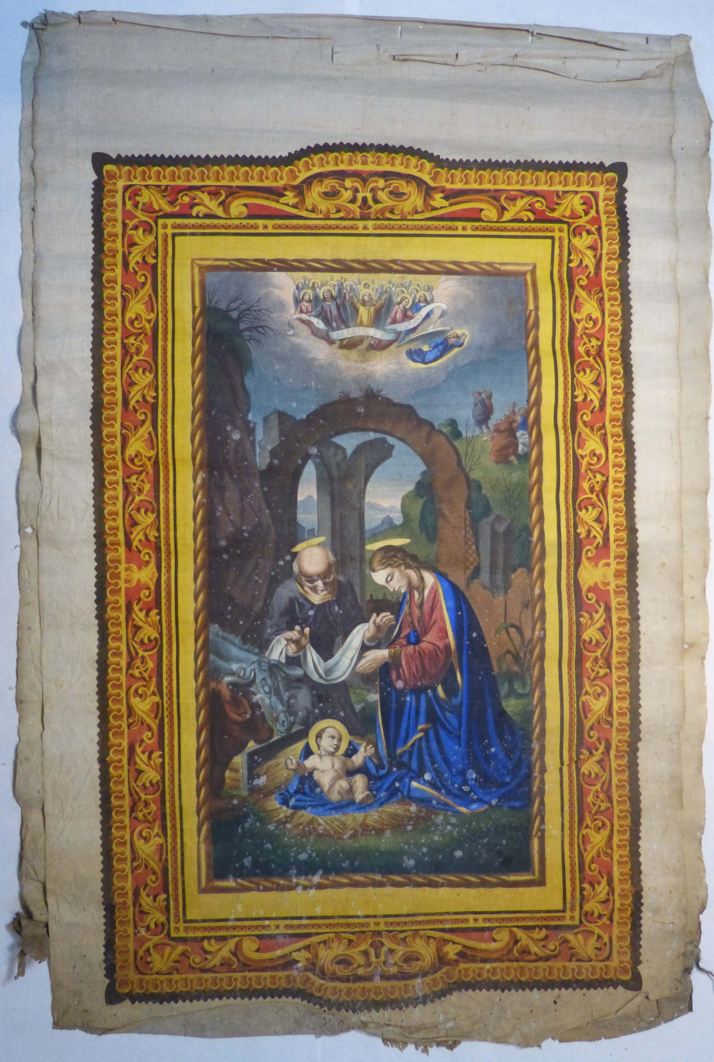 Kirchenfahne mit einer Darstellung "Christi Geburt" (Städt. Hellweg-Museum Geseke CC BY-NC-SA)