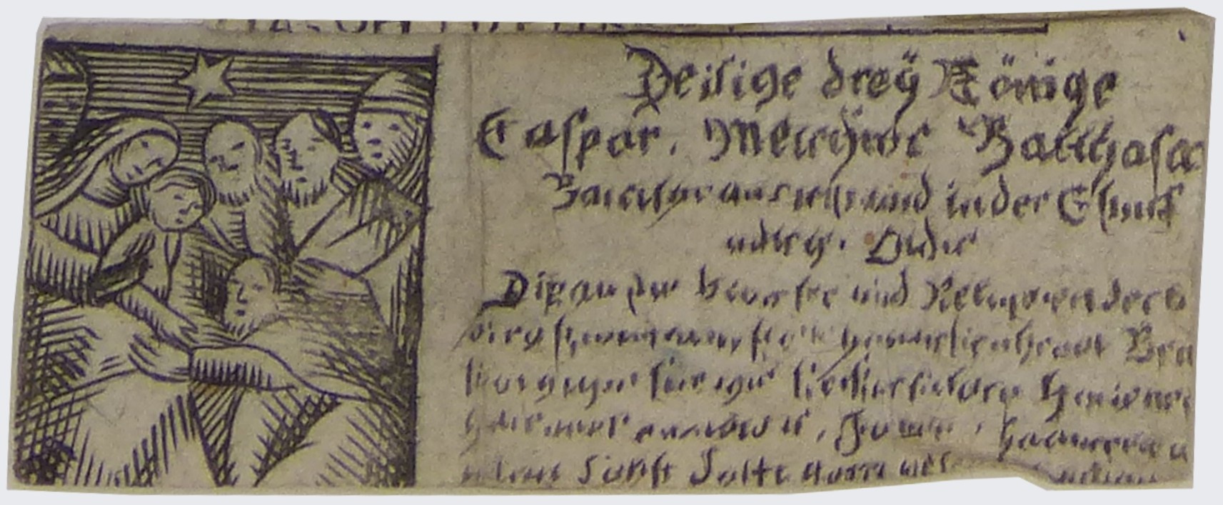 Einzelblatt mit einer Darstellung der heiligen drei Könige (Städt. Hellweg-Museum Geseke CC BY-NC-SA)