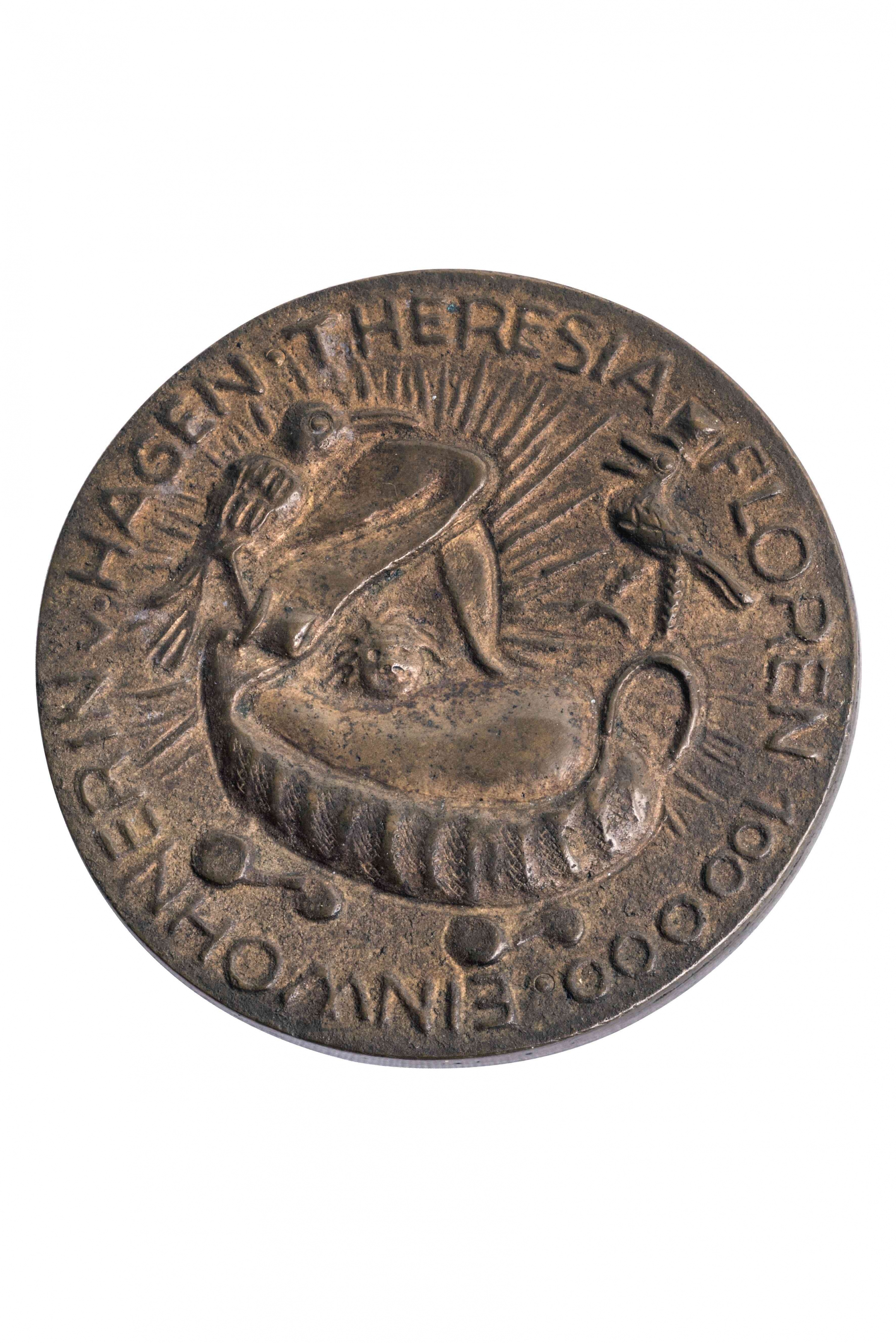 Medaille auf die Geburt der 100.000 Einwohnerin (Stadtmuseum Hagen RR-R)