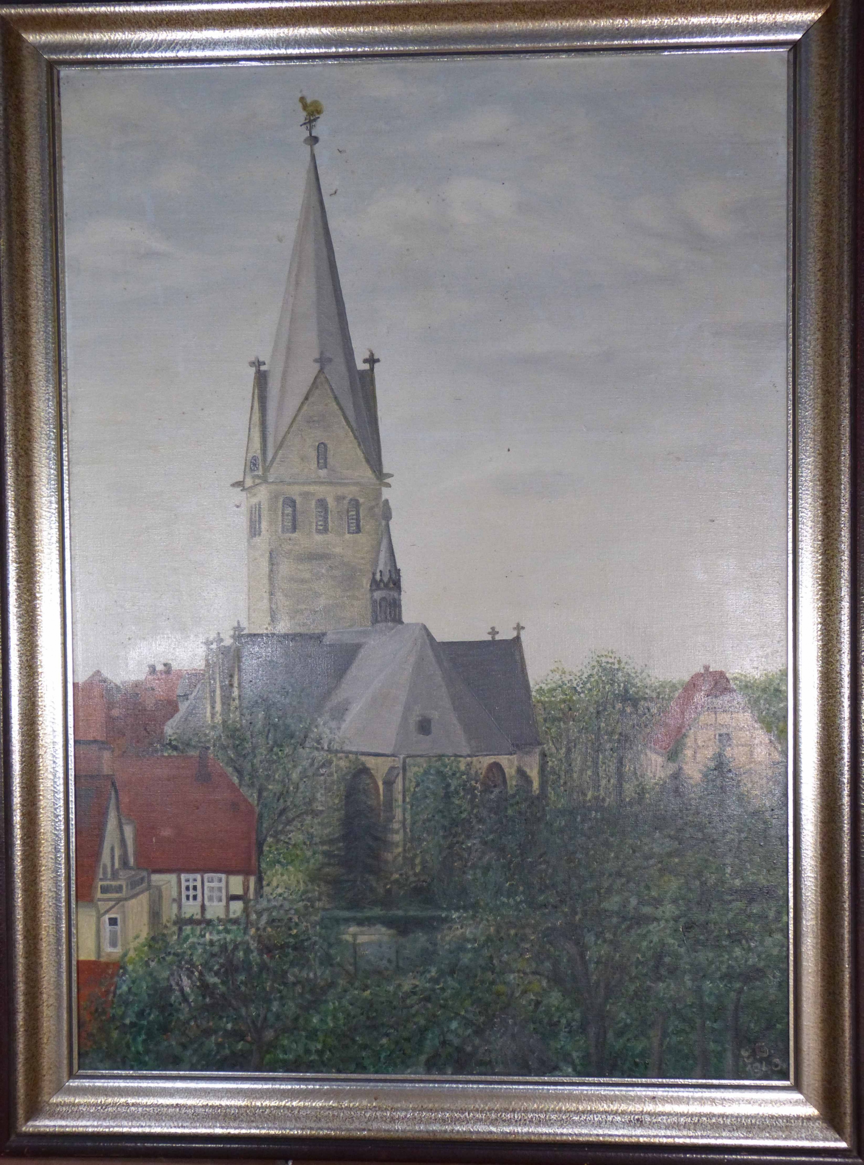 Ölgemälde: Stadtkirche von Geseke (Städt. Hellweg-Museum Geseke CC BY-NC-SA)