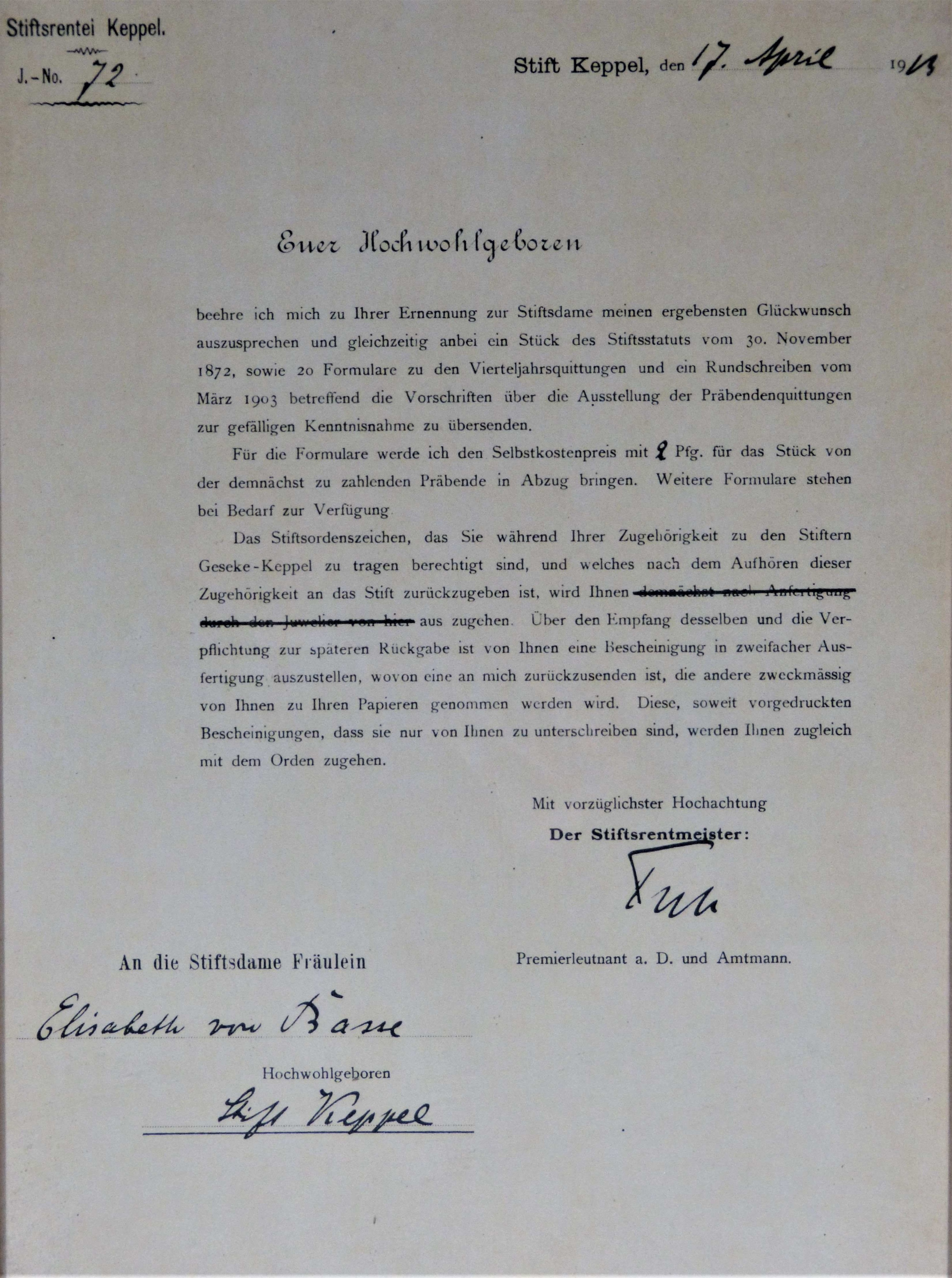 Einzelblatt: Ernennungschreiben (Städt. Hellweg-Museum Geseke CC BY-NC-SA)