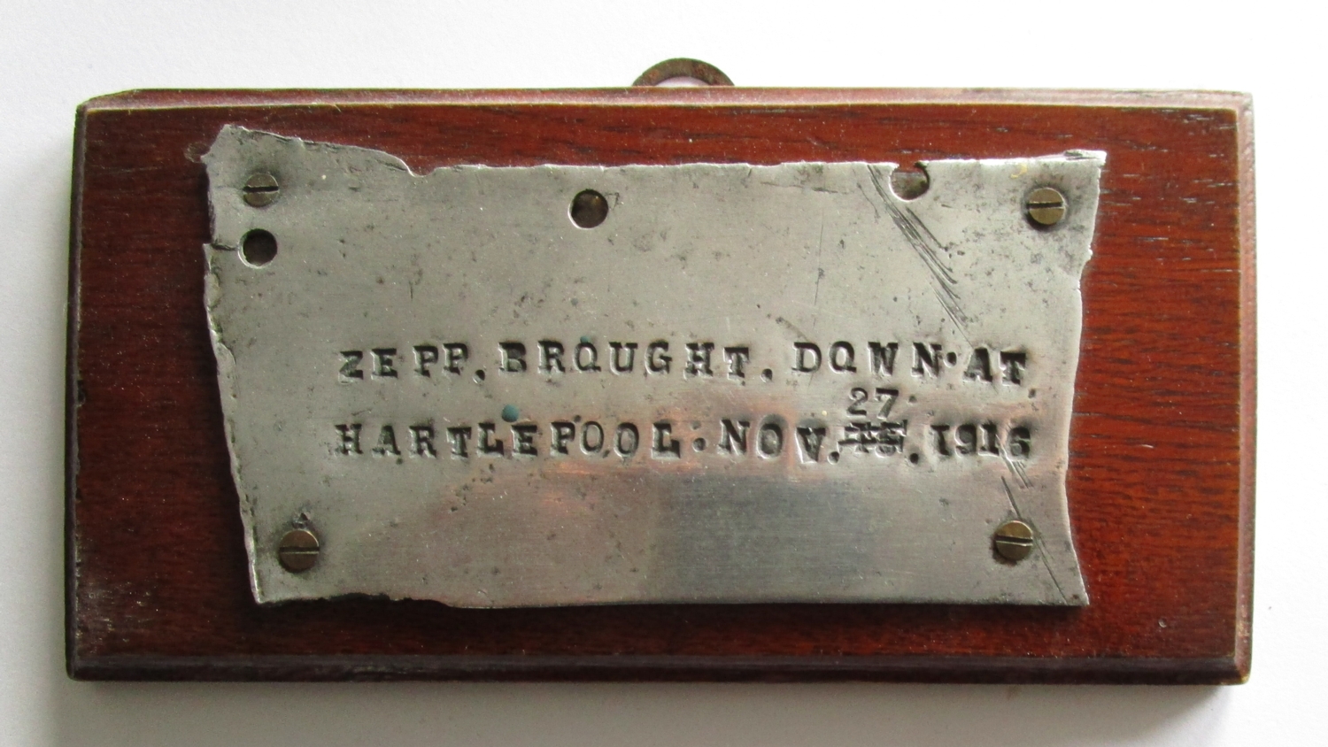 Gedenkplakette Abschuss LZ 78 L 34, Hartlepool 1916 (M.-A. Trappe CC BY-NC-SA)
