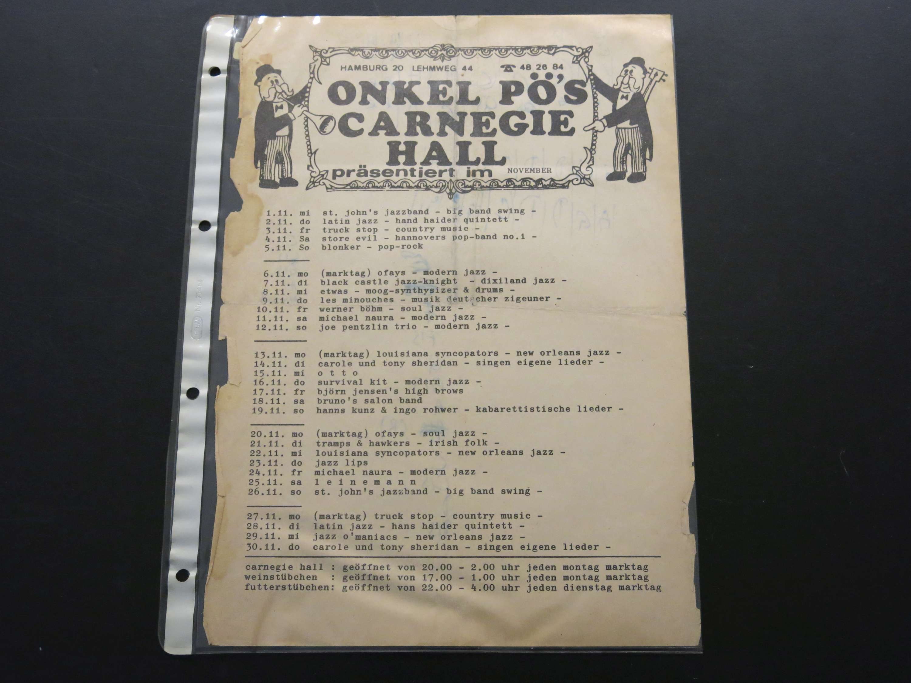 Programmzettel Onkel Pö’s Carnegie Hall (rock ’n’ popmuseum CC BY-NC-SA)
