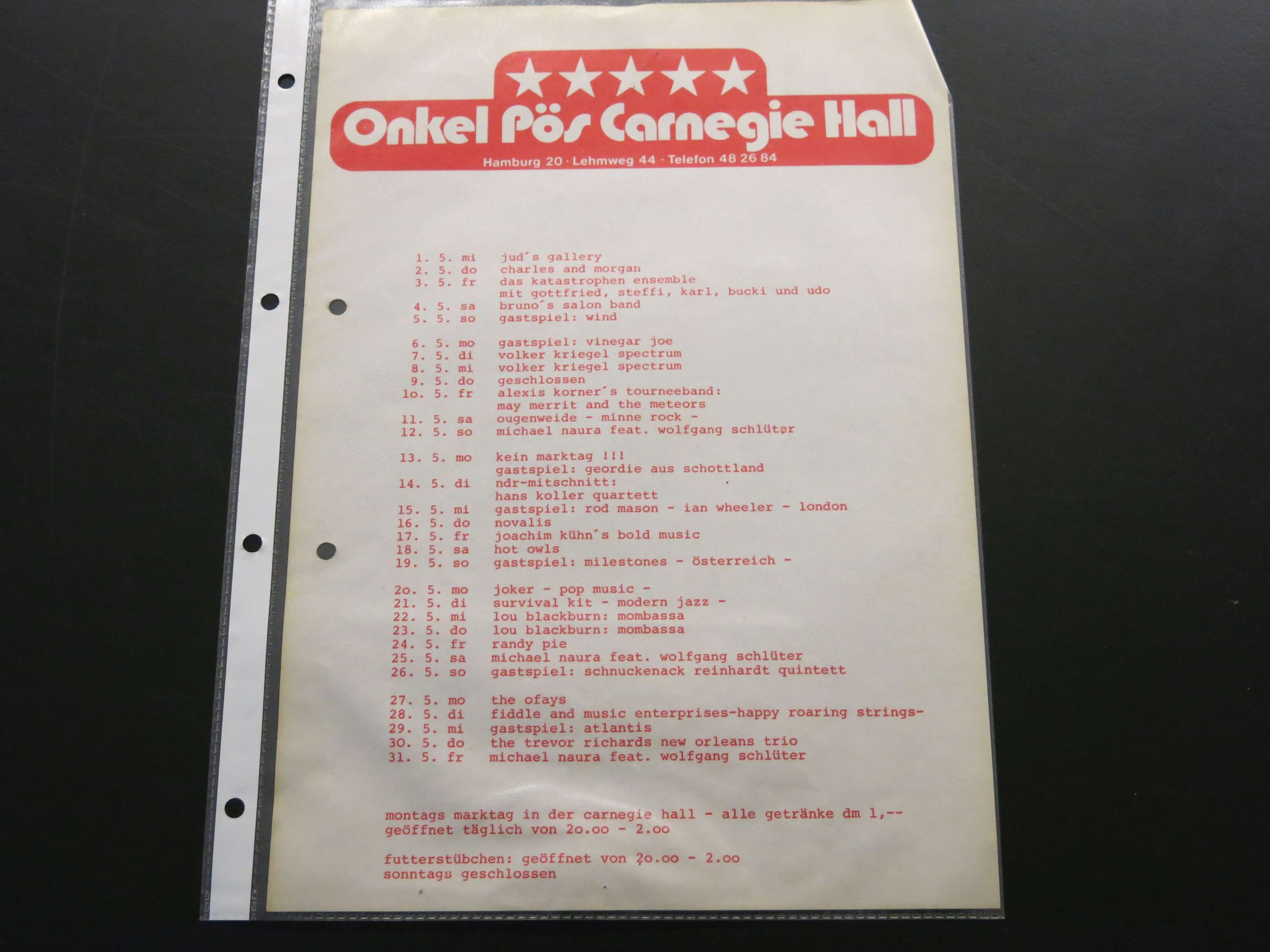 Programmzettel Onkel Pö’s Carnegie Hall (rock ’n’ popmuseum CC BY-NC-SA)