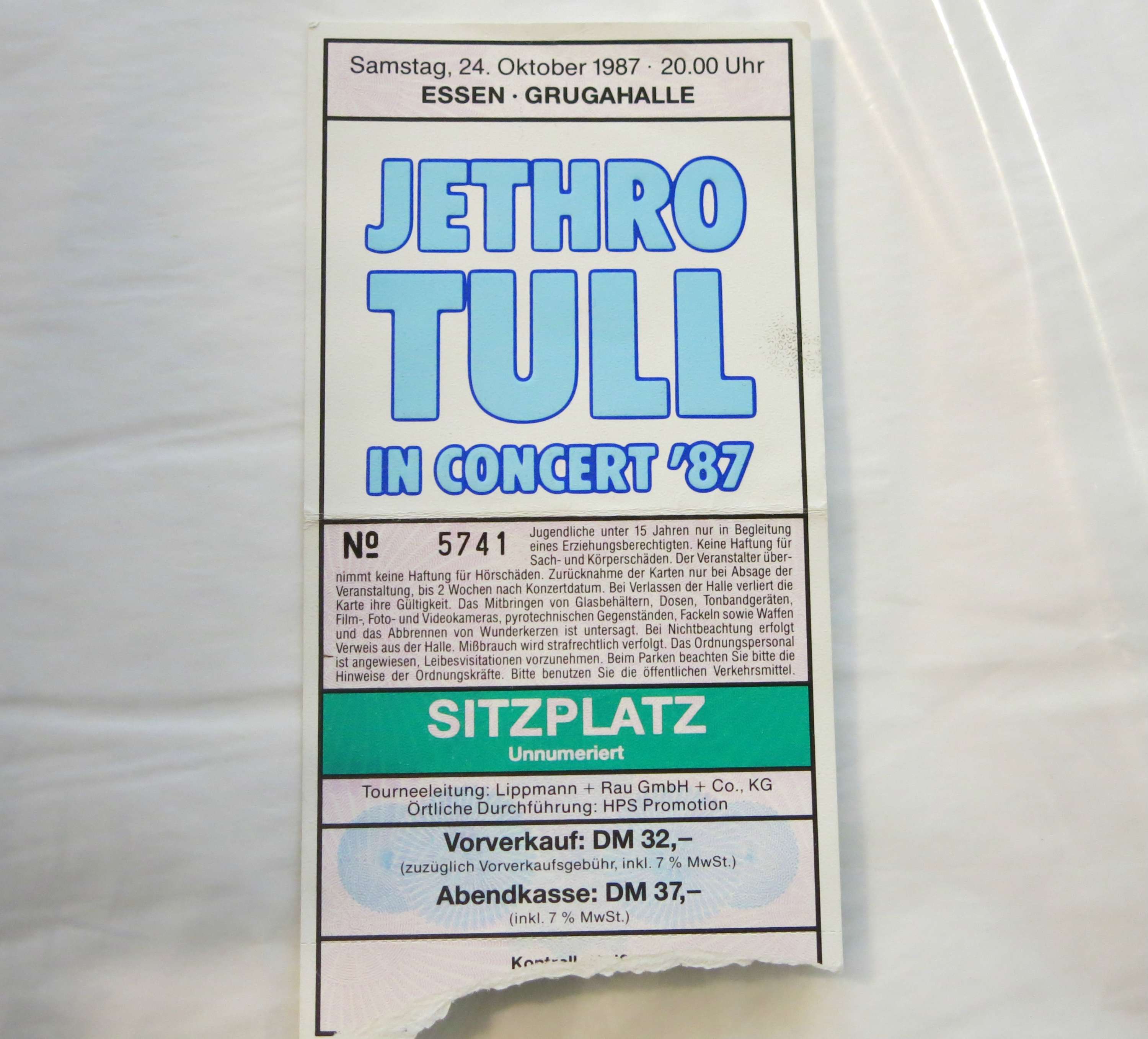 Eintrittskarte Jethro Tull (rock ’n’ popmuseum CC BY-NC-SA)