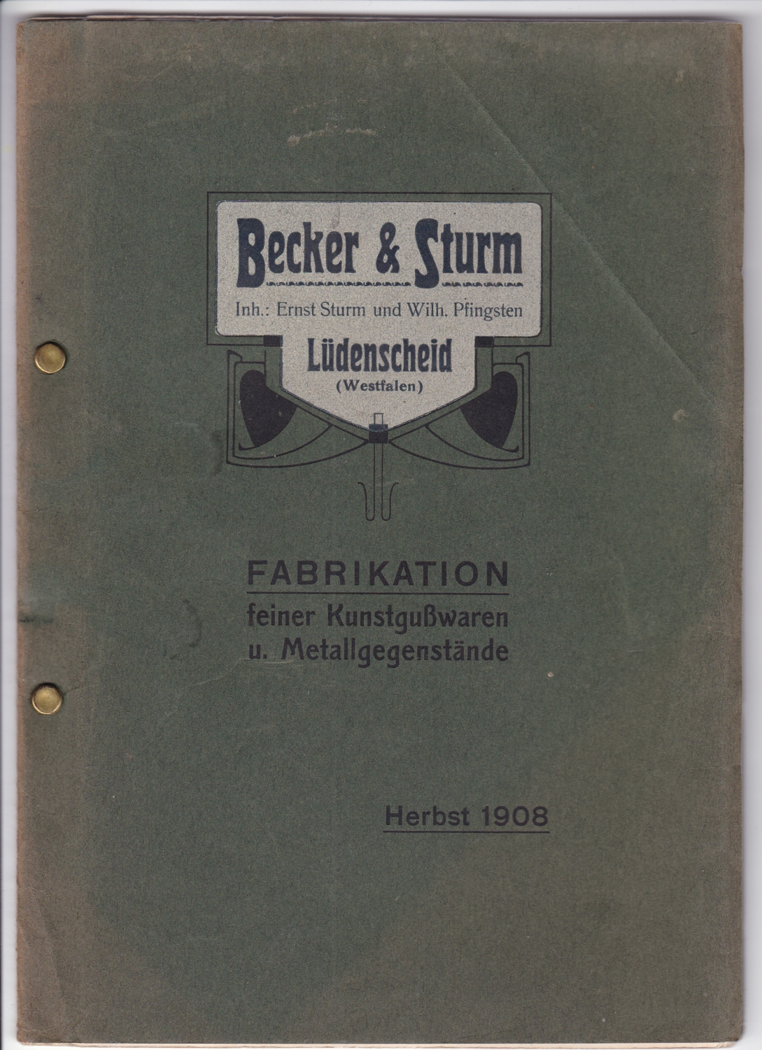 Becker & Sturm, Lüdenscheid, Fabrikation von feiner Kunstgußware u. Metallgegenständen, Herbst 1908 (M.-A. Trappe CC BY-NC-SA)