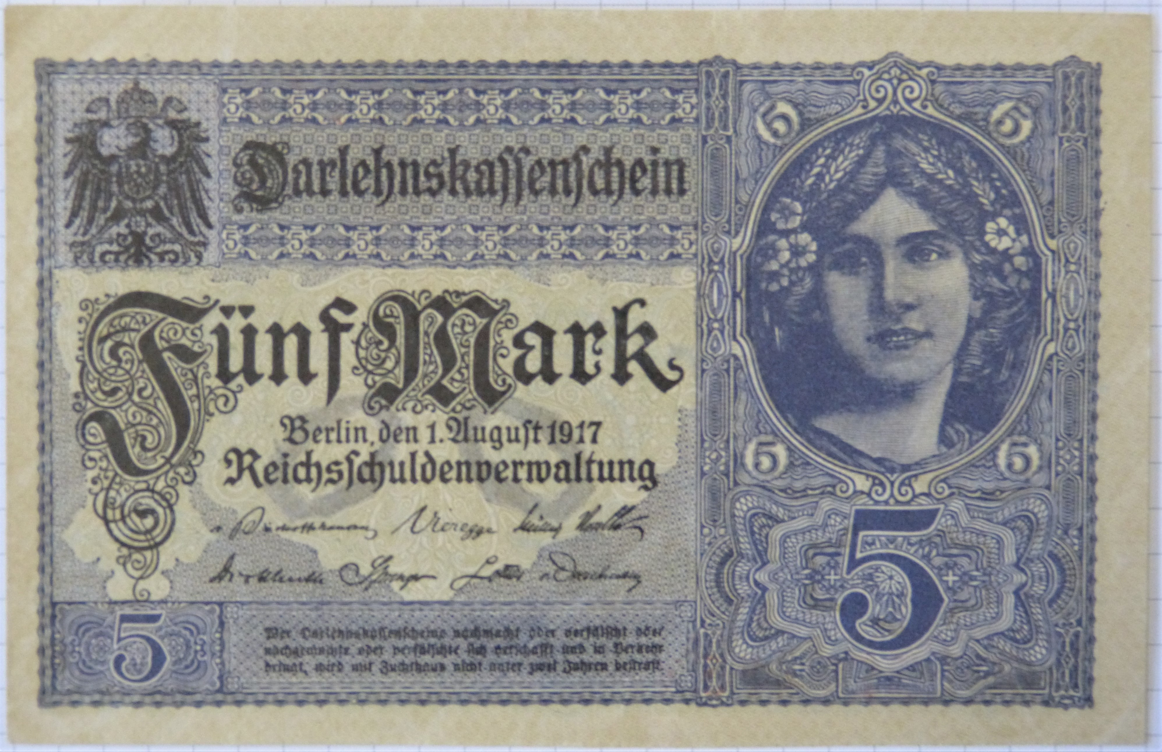 Darlehenskassenschein 5-Mark-Schein (Städt. Hellweg-Museum Geseke CC BY-NC-SA)