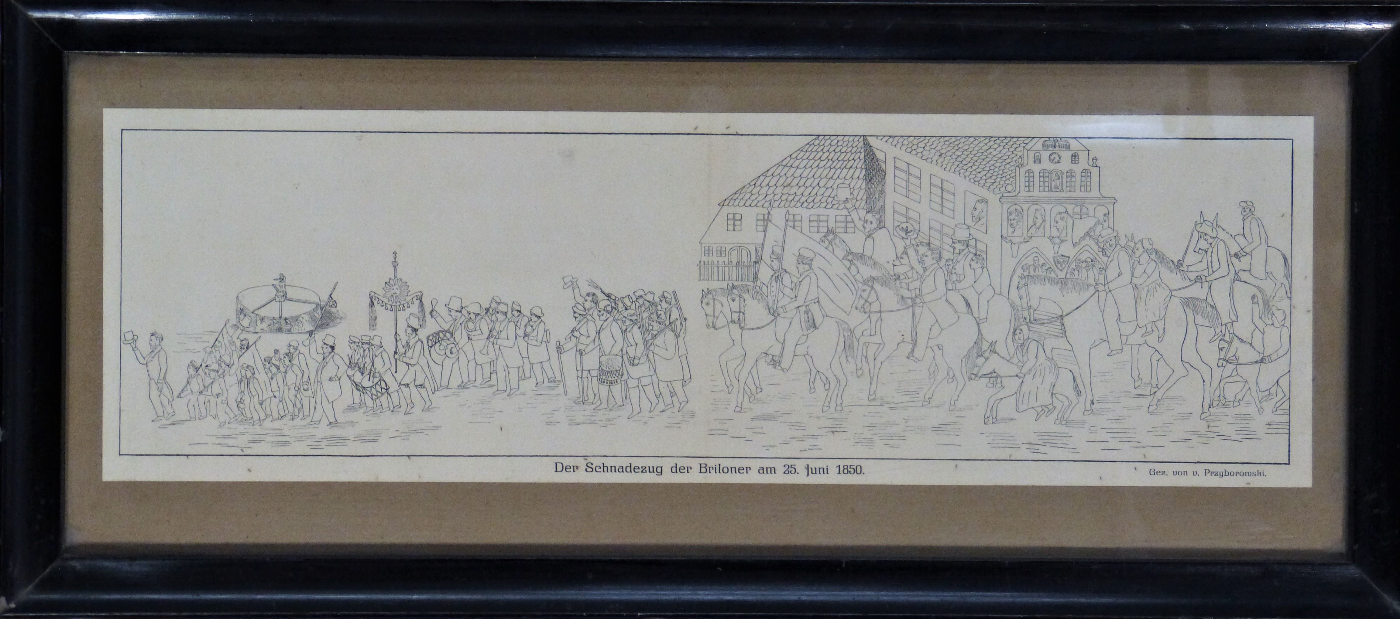 Druck: Der Schnadezug der Briloner am 25. Juni 1850 (Städt. Hellweg-Museum Geseke CC BY-NC-SA)