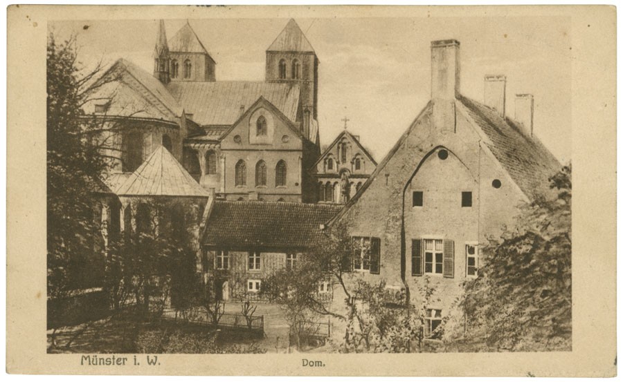 Postkarte: Blick auf den Dom und den Horsteberg (Stadtmuseum Münster CC BY-NC-SA)
