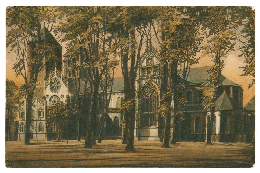 Postkarte: Der Dom mit dem Domplatz (Stadtmuseum Münster CC BY-NC-SA)