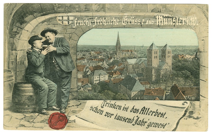 Postkarte: Feucht-fröhliche Grüße aus Münster (Stadtmuseum Münster CC BY-NC-SA)
