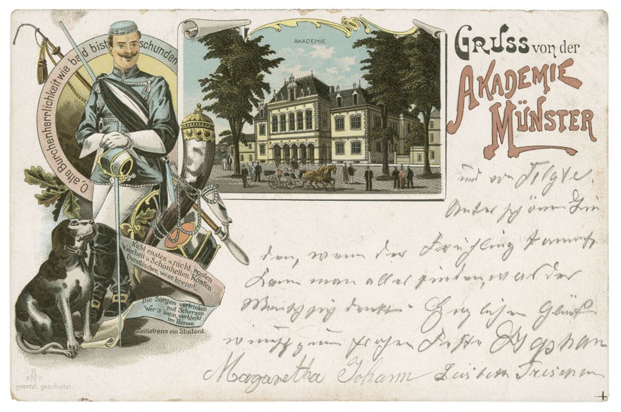 Postkarte: Gruß von der Akademie (Stadtmuseum Münster CC BY-NC-SA)