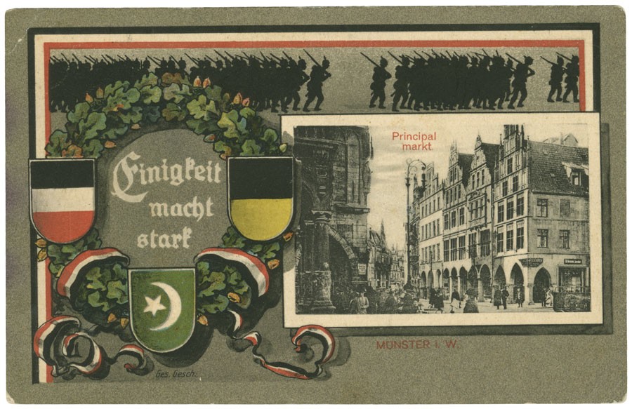 Postkarte: Patriotische Grüße aus Münster (Stadtmuseum Münster CC BY-NC-SA)