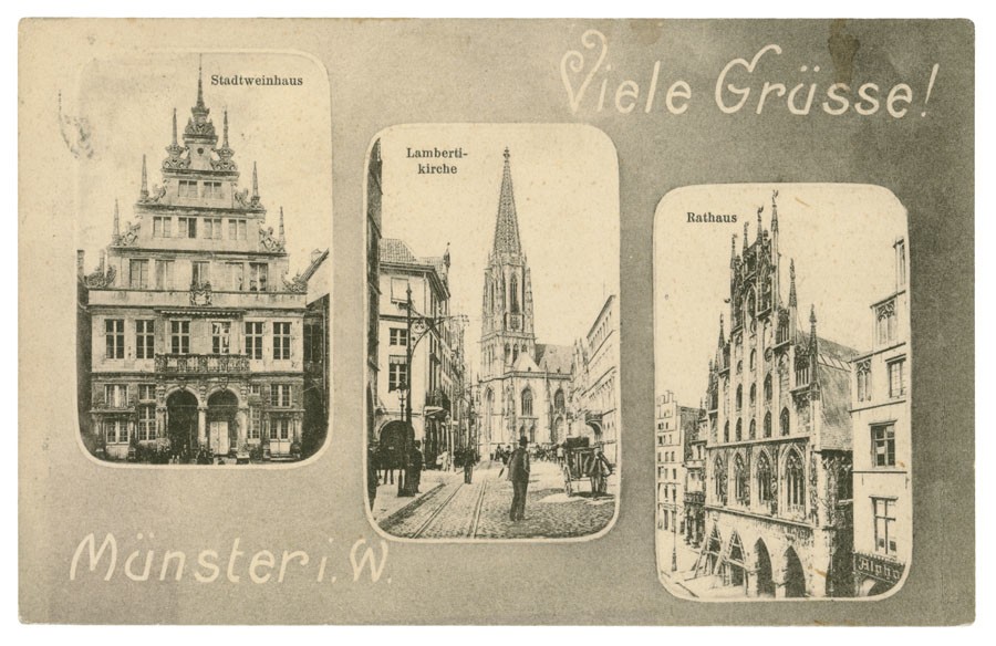 Postkarte: Viele Grüße aus Münster (Stadtmuseum Münster CC BY-NC-SA)