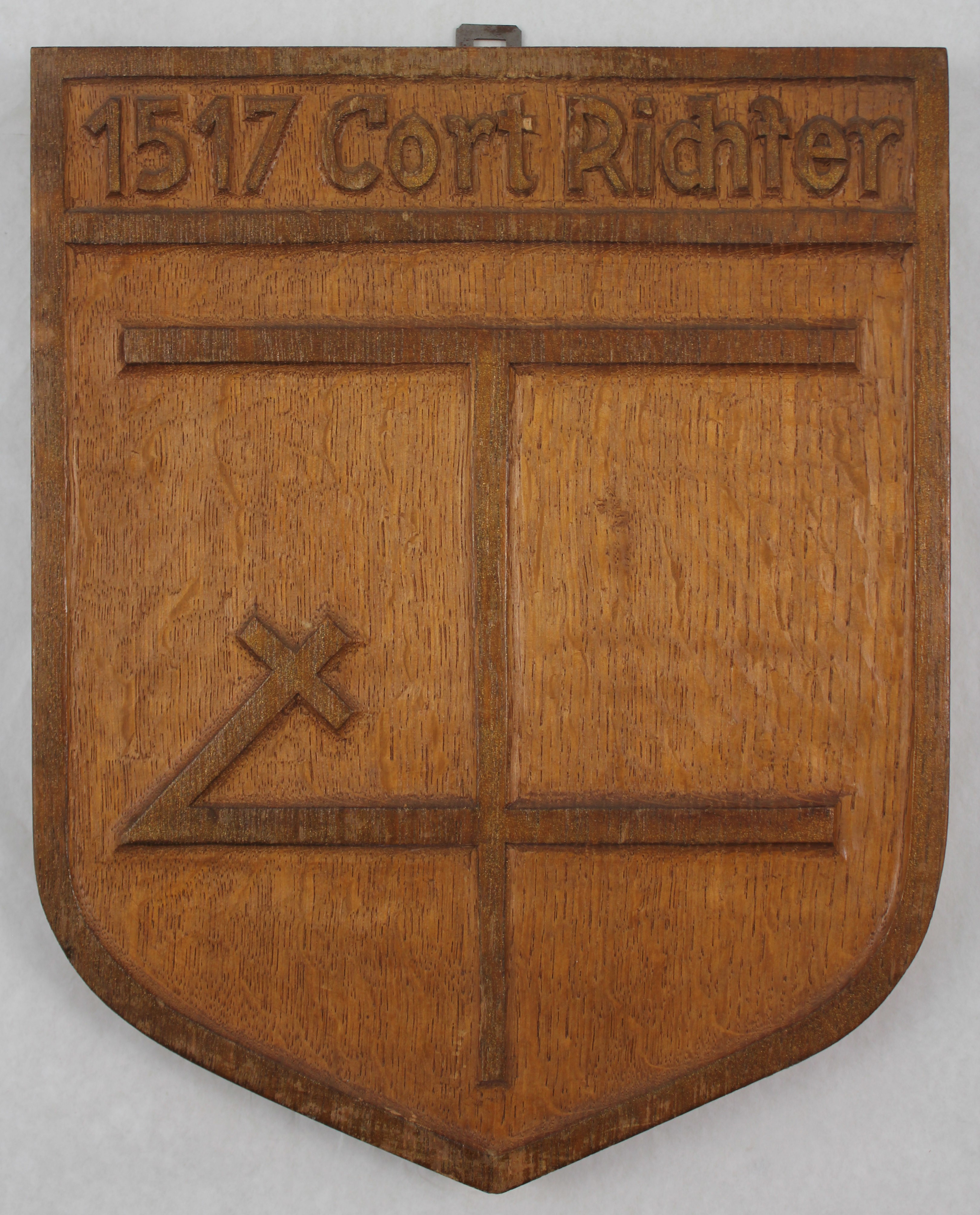 Wappenschild & Hölzernes Wappen mit Hausmarke, Cort Richter 1517 (Hellweg-Museum Unna CC BY-NC-SA)