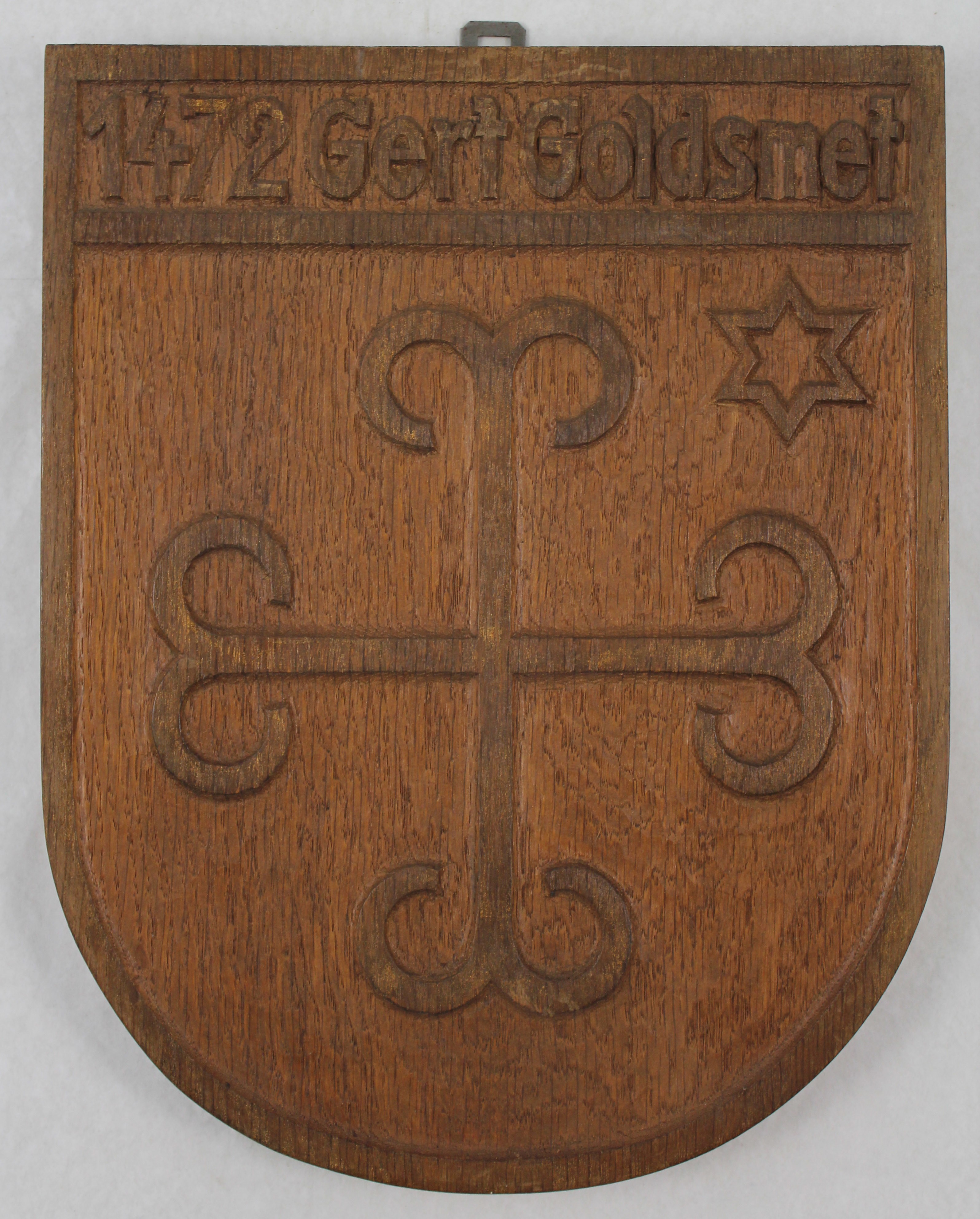 Wappenschild & Hölzernes Wappen mit Hausmarke, Gert Goldsmet 1472 (Hellweg-Museum Unna CC BY-NC-SA)