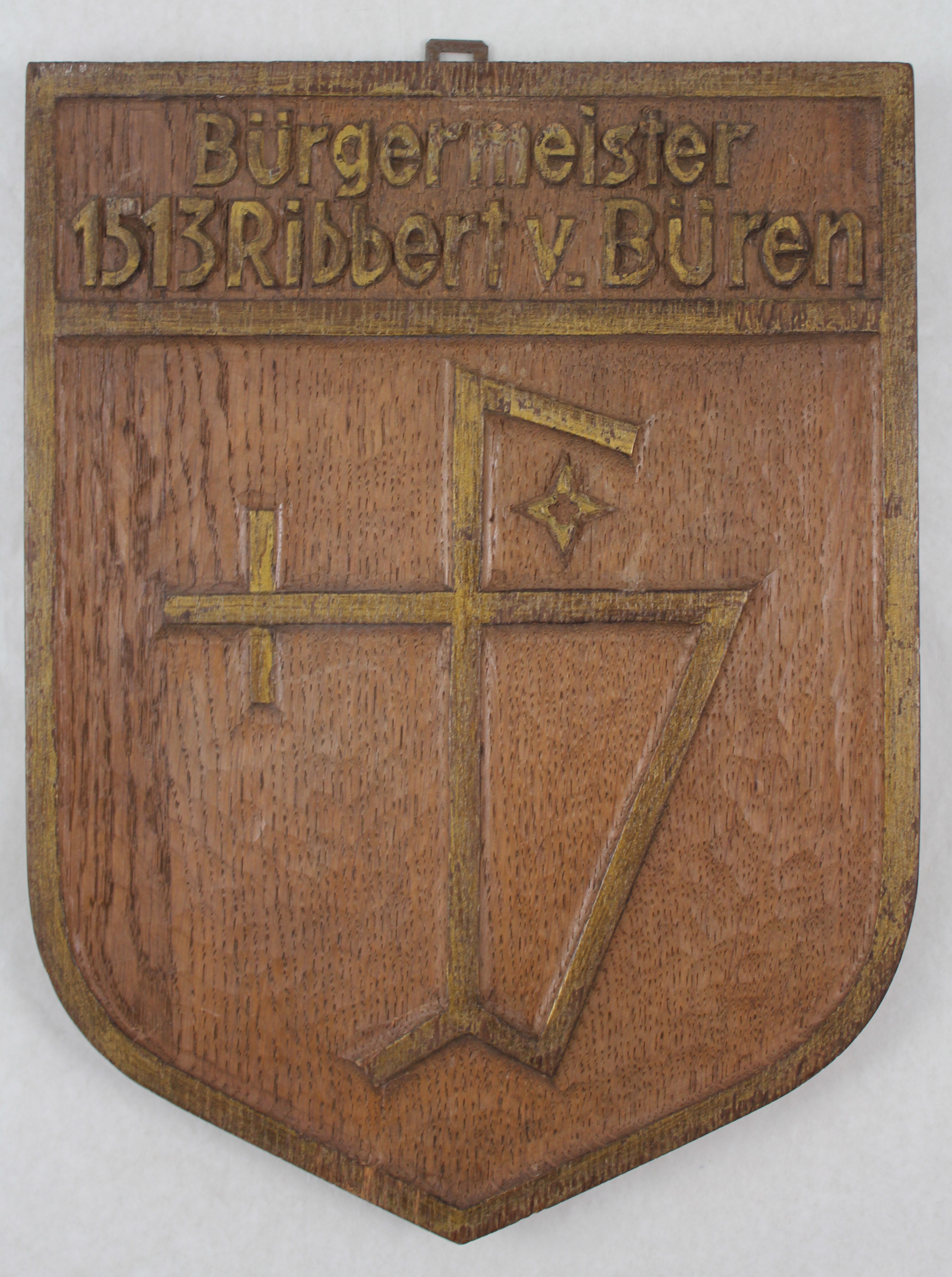 Wappenschild & Hölzernes Wappen mit Hausmarke, Ribbert v. Büren 1513 (Hellweg-Museum Unna CC BY-NC-SA)