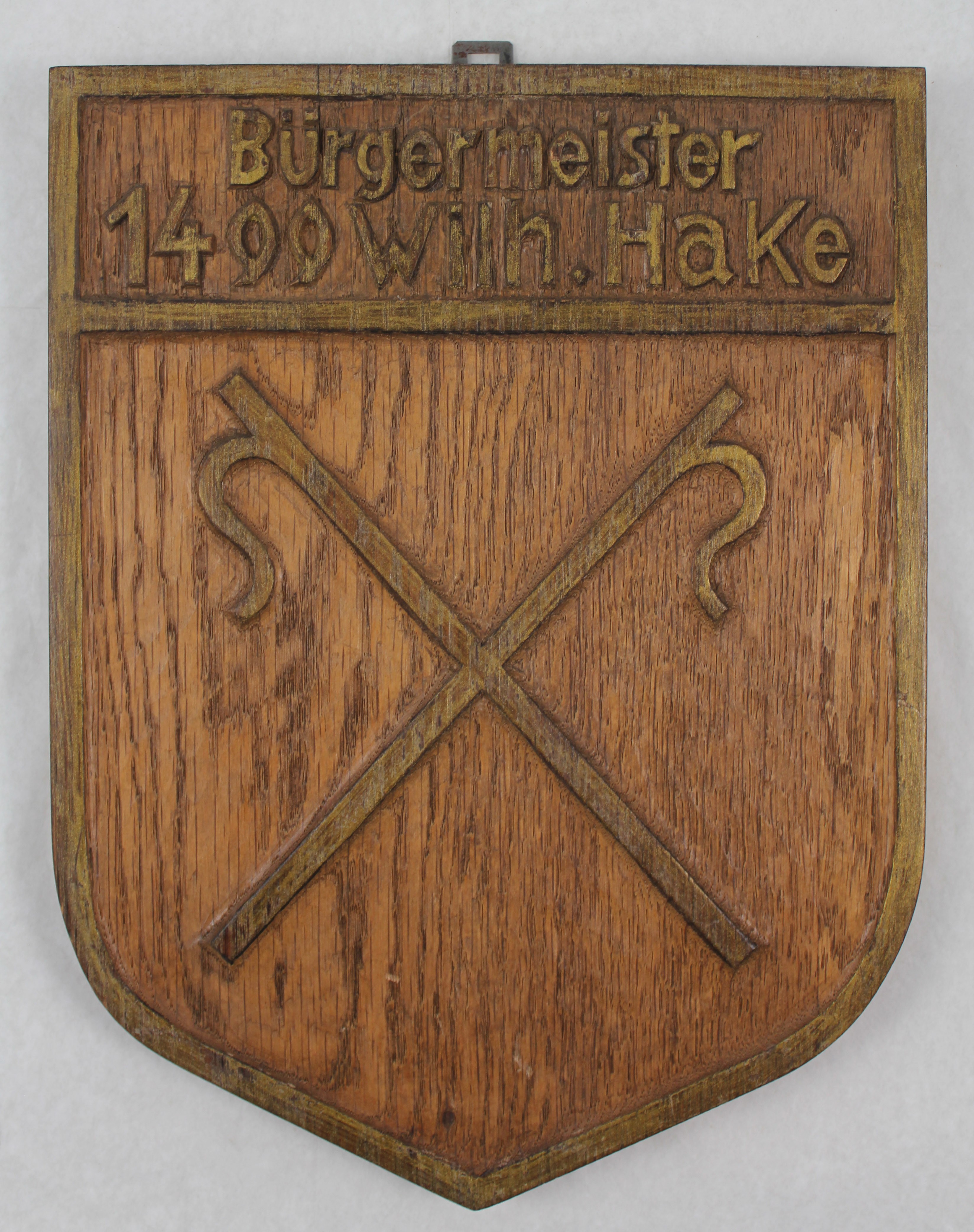 Wappenschild & Hölzernes Wappen mit Hausmarke, Wilh. Hake 1499 (Hellweg-Museum Unna CC BY-NC-SA)