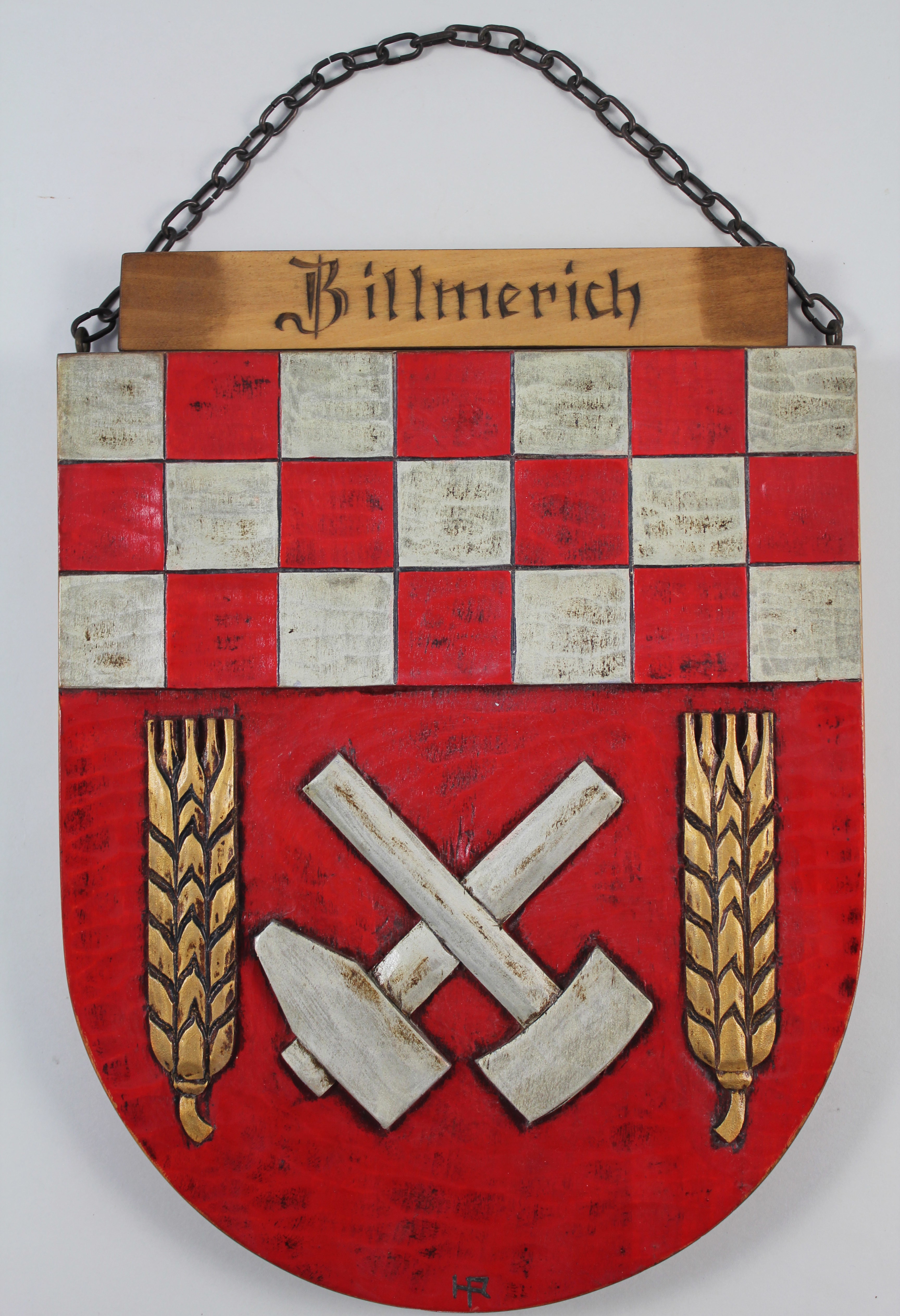 Wappenschild & Hölzernes Wappen von Billmerich (Hellweg-Museum Unna CC BY-NC-SA)