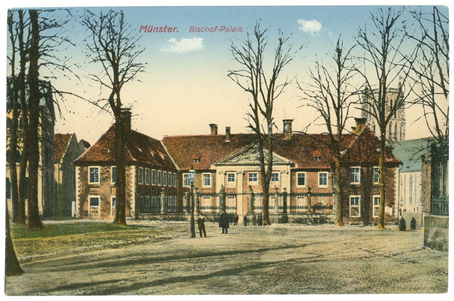 Postkarte: Bischöfliches Palais (Stadtmuseum Münster CC BY-NC-SA)